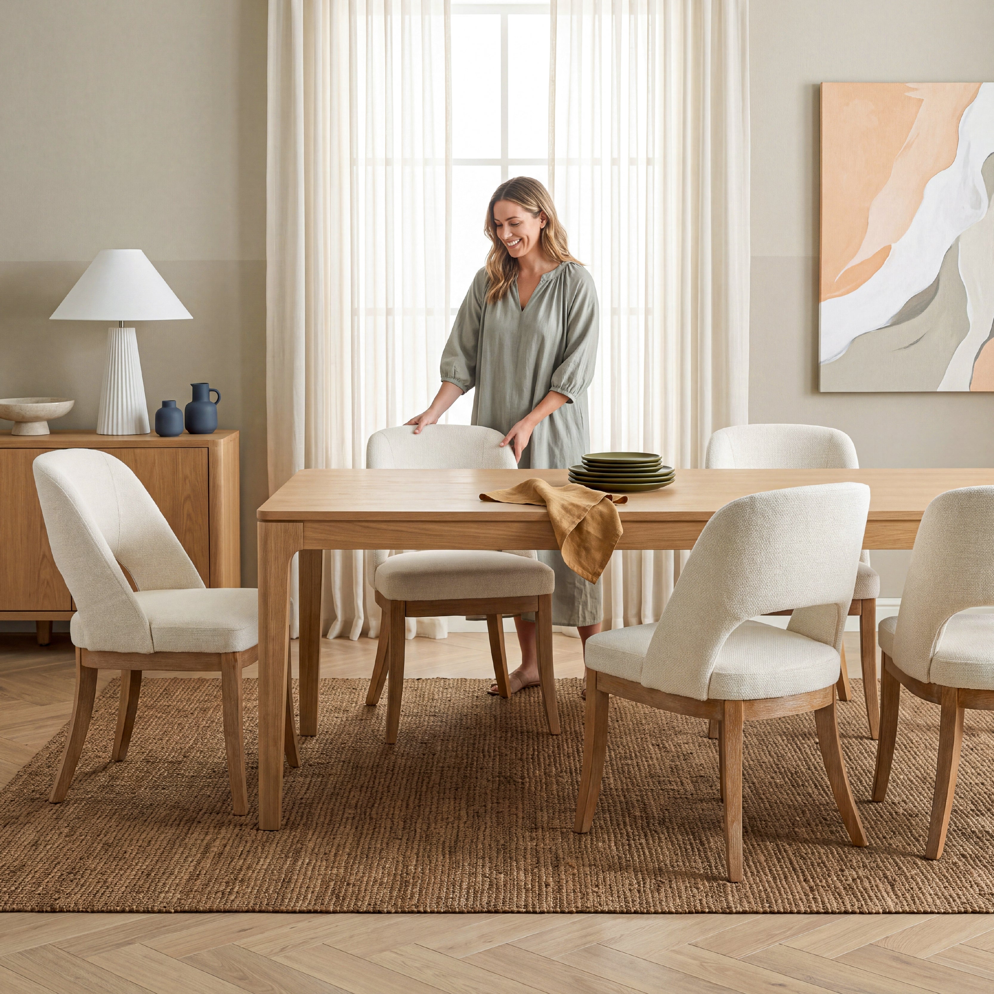 COLAMY ELVIA Upholstered Dining Chairs Set of 2 – Open Back Design