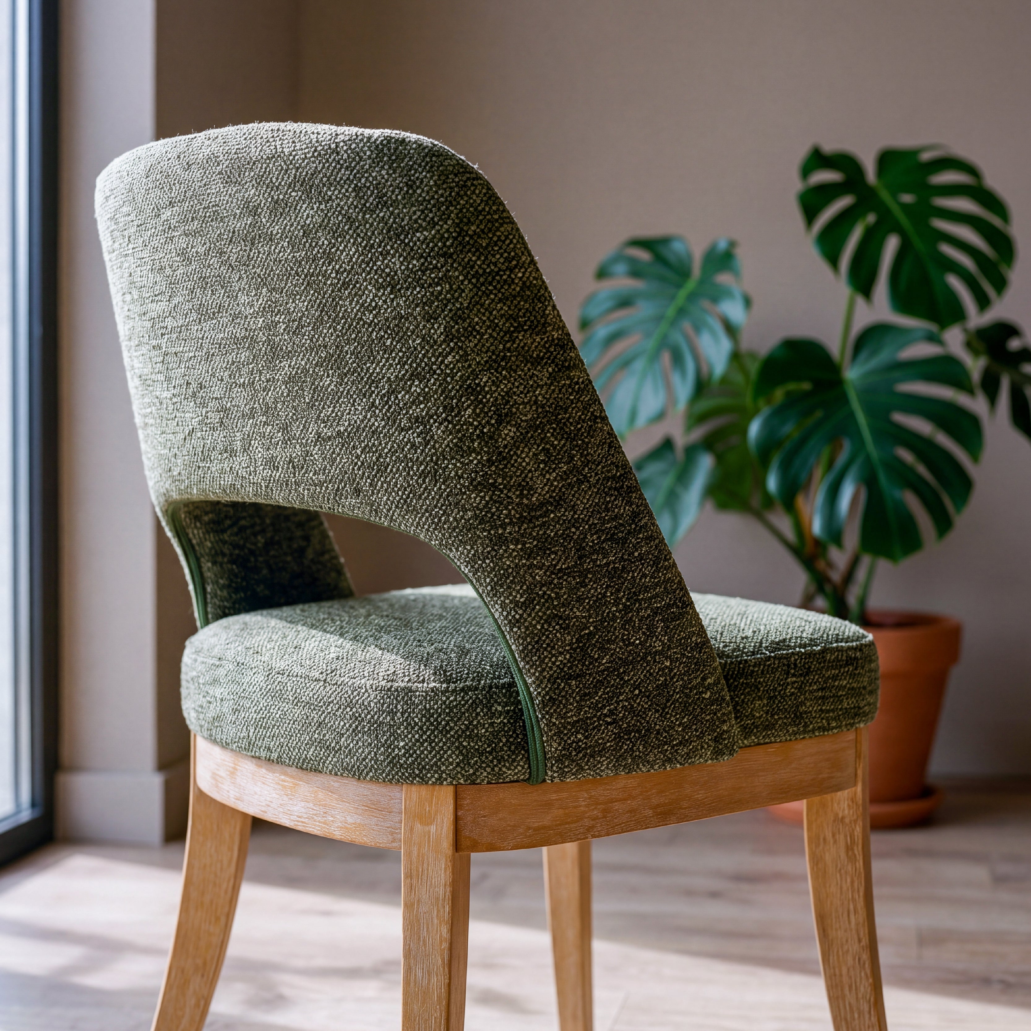 COLAMY ELVIA Upholstered Dining Chairs Set of 2 – Open Back Design
