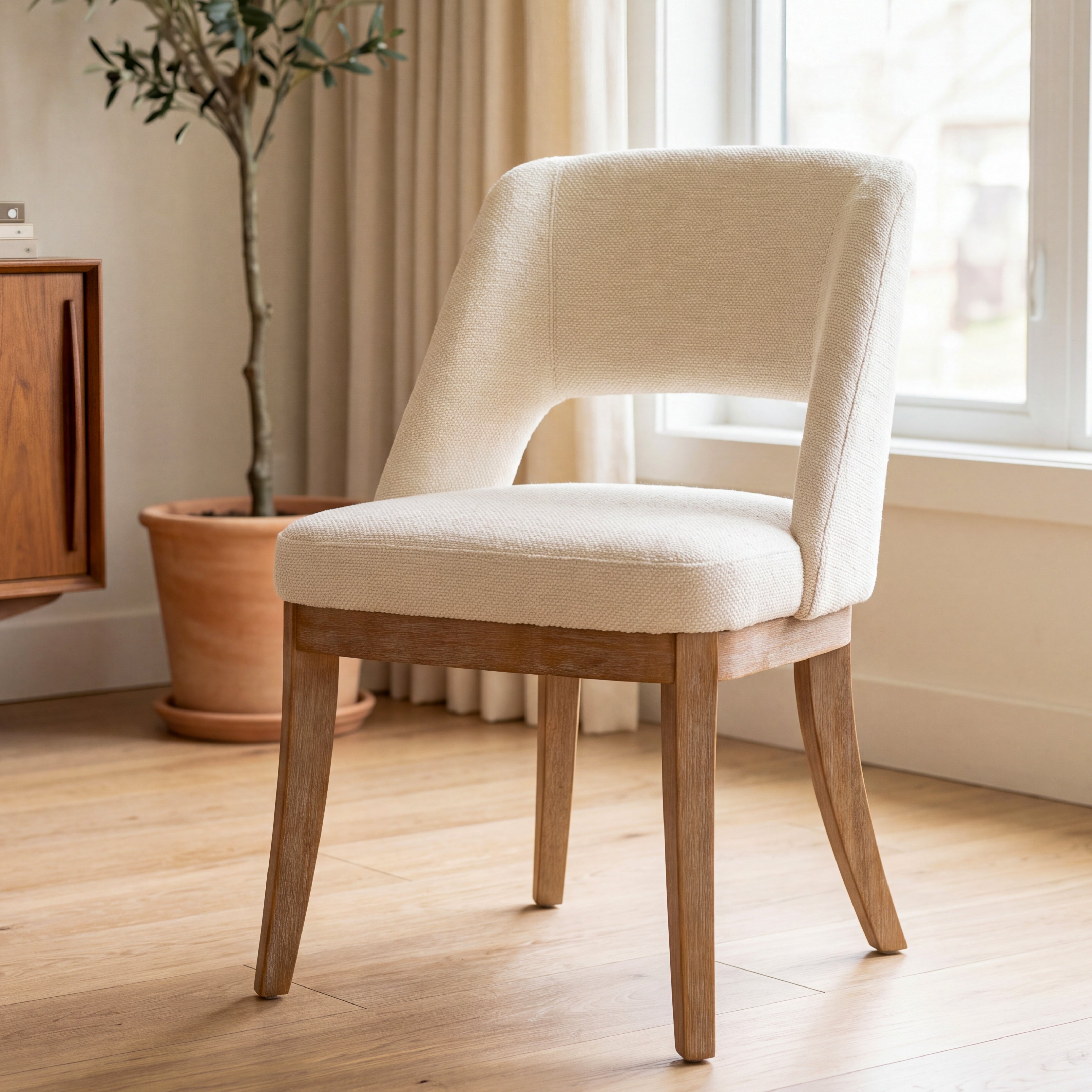 COLAMY ELVIA Upholstered Dining Chairs Set of 2 – Open Back Design