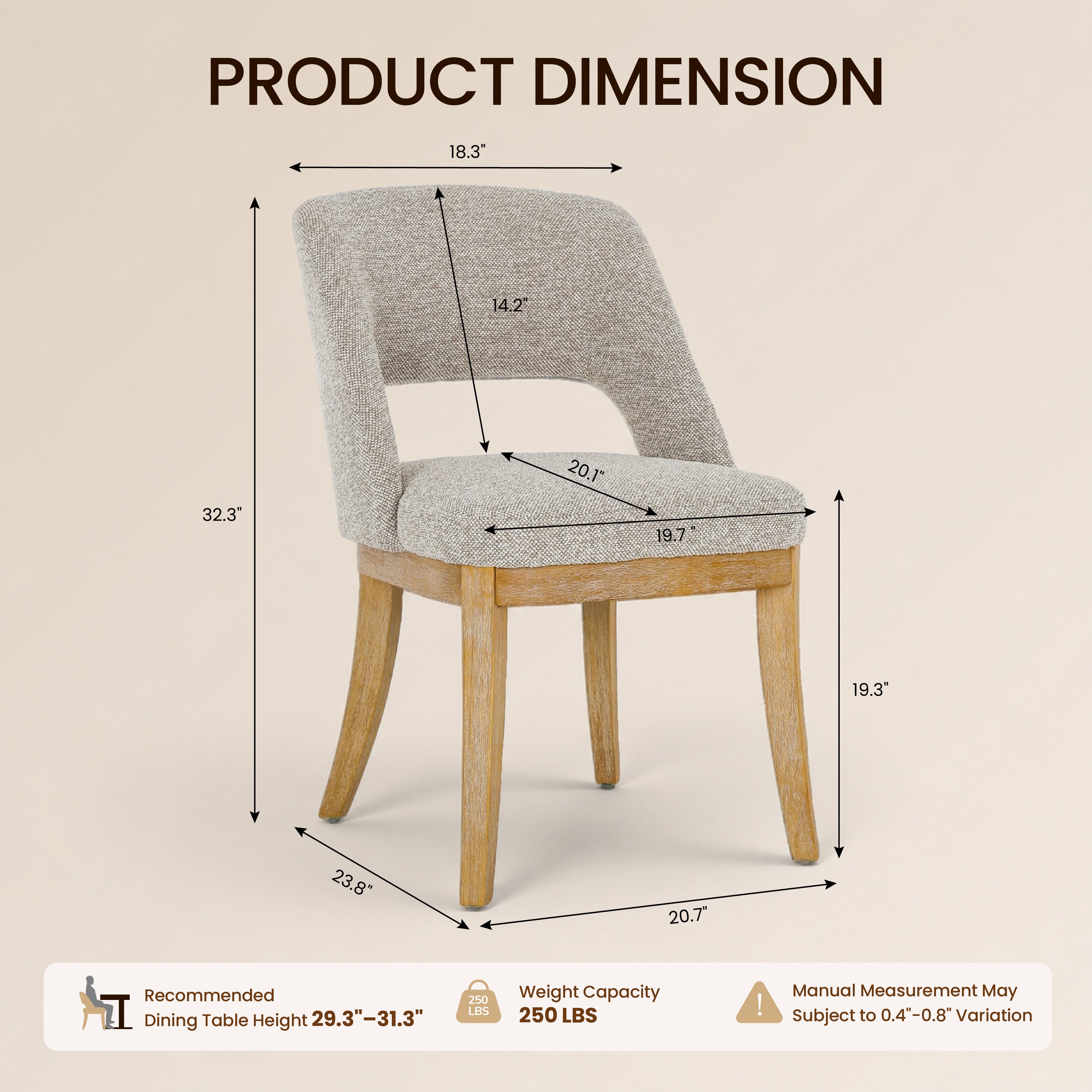 COLAMY ELVIA Upholstered Dining Chairs Set of 2 – Open Back Design