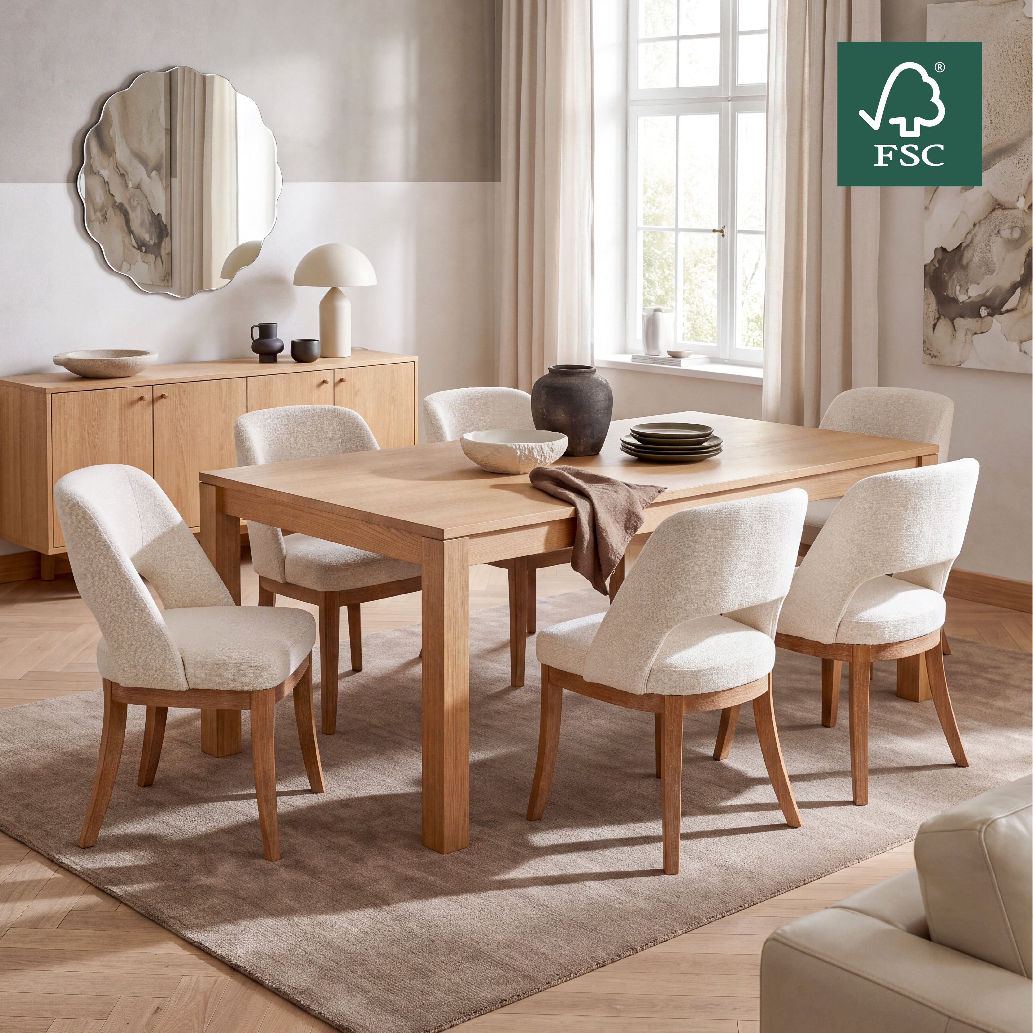 COLAMY ELVIA Upholstered Dining Chairs Set of 2 – Open Back Design
