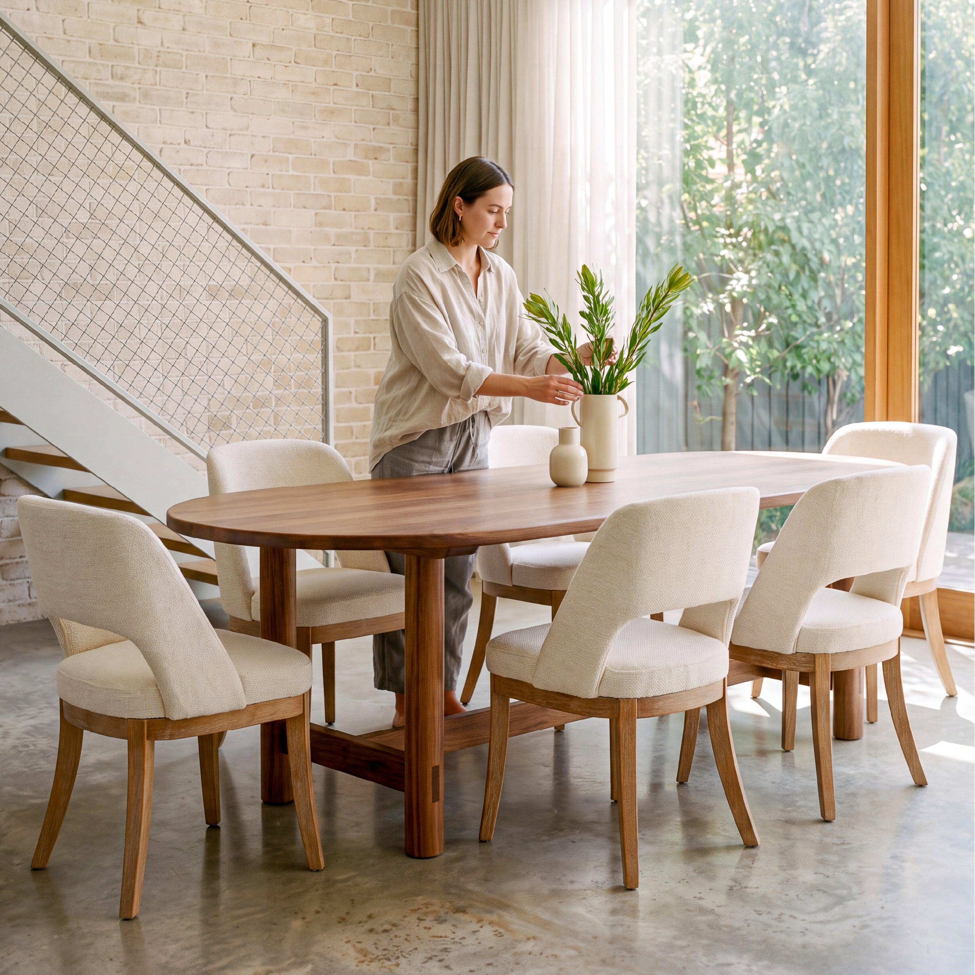 COLAMY ELVIA Upholstered Dining Chairs Set of 2 – Open Back Design