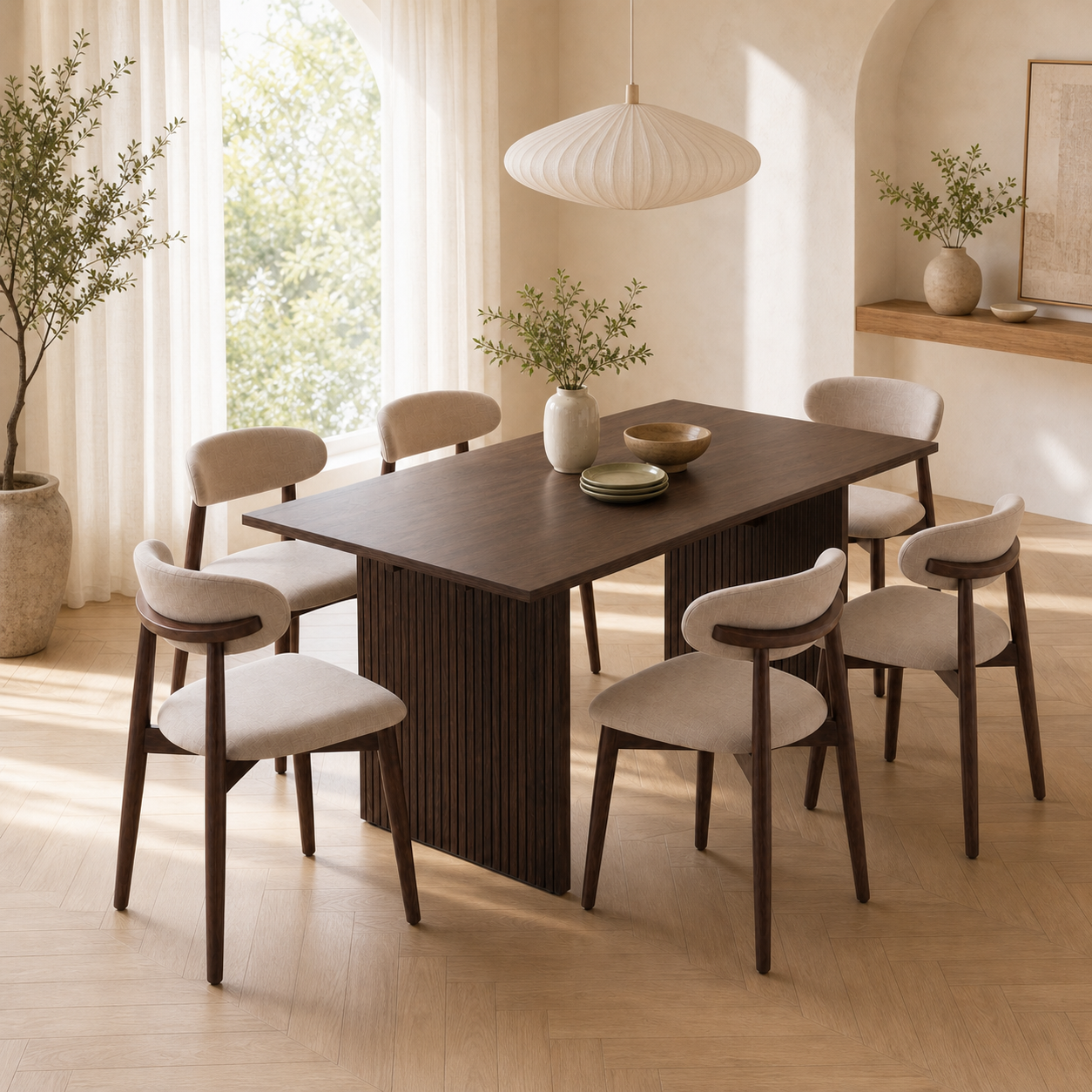 COLAMY HALO 63" Dining Table with NOYA Dining Chairs Set for 4-6