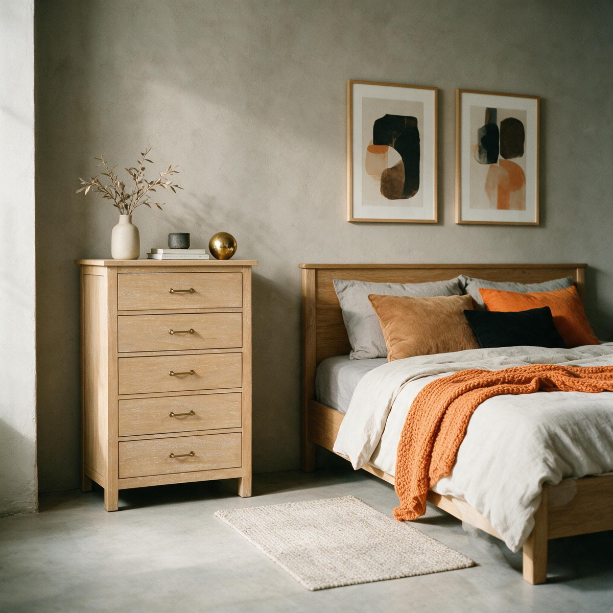 COLAMY HUSH Mid-Century Modern 5-Drawer Tall Dresser for Bedroom