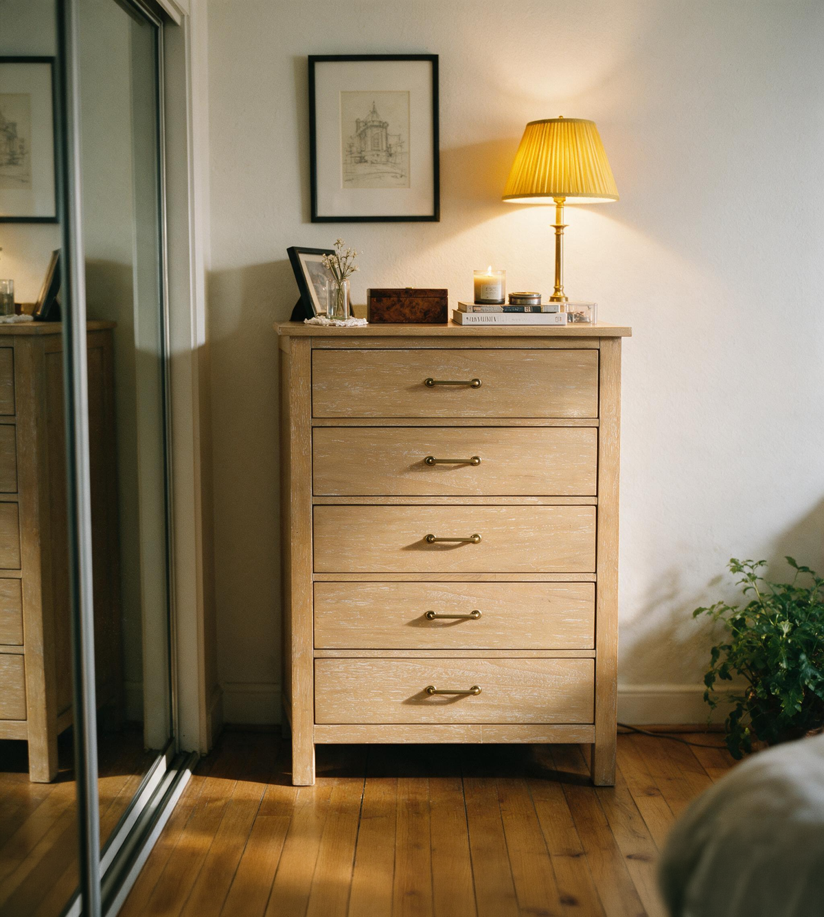 COLAMY HUSH Mid-Century Modern 5-Drawer Tall Dresser for Bedroom