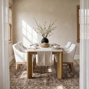 COLAMY VERSE 63" Dining Table with ELVIA Upholstered Dining Chair with Arms Set for 4
