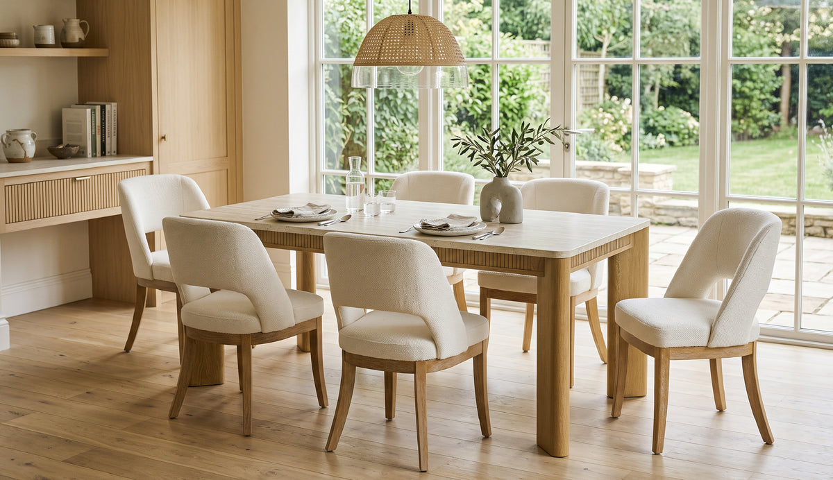 COLAMY VERSE 63" Dining Table with ELVIA Upholstered Dining Chairs Set for 4–6