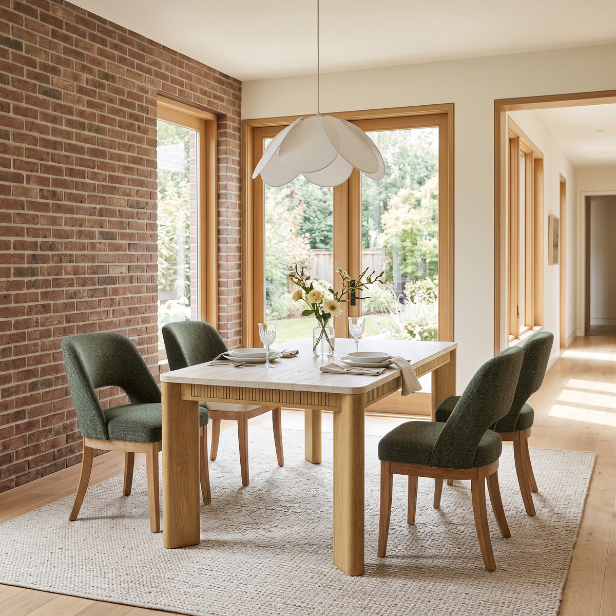 COLAMY VERSE 63" Dining Table with ELVIA Upholstered Dining Chairs Set for 4–6