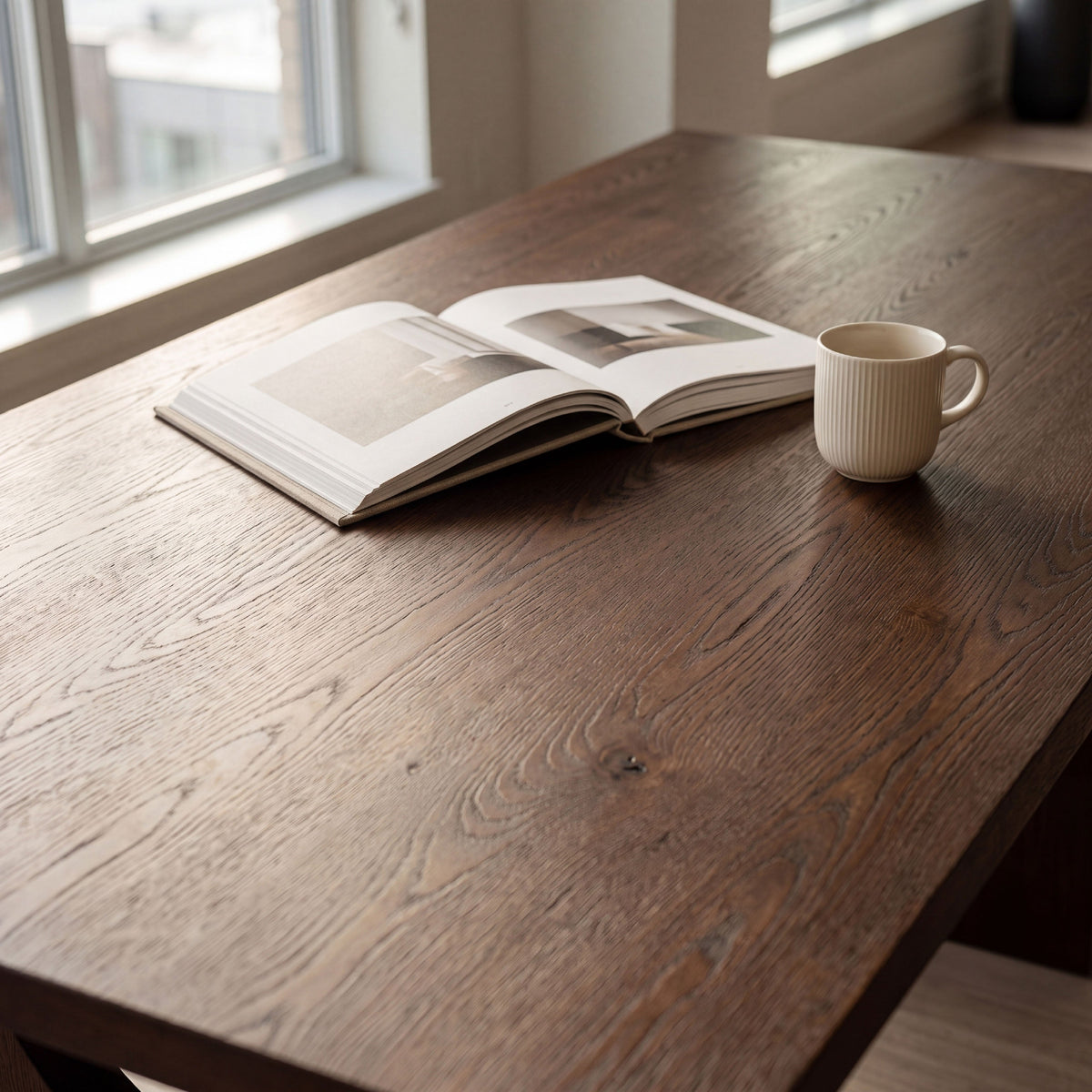 COLAMY HALO 72 inch rectangular dining table with modern woodgrain finish
