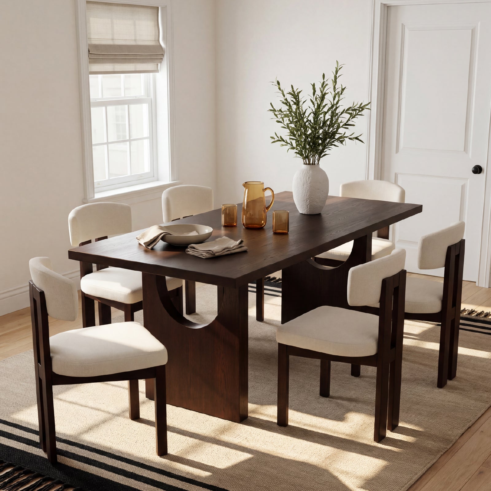 COLAMY HALO 72" Dining Table with EVANE Prime Dining Chairs Set for 4-6