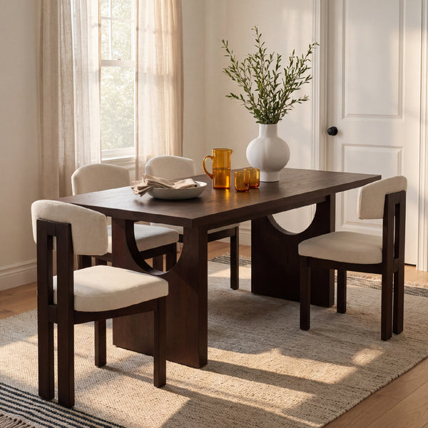 COLAMY HALO 72" Dining Table with HALO Wood Dining Chairs Set for 4-6