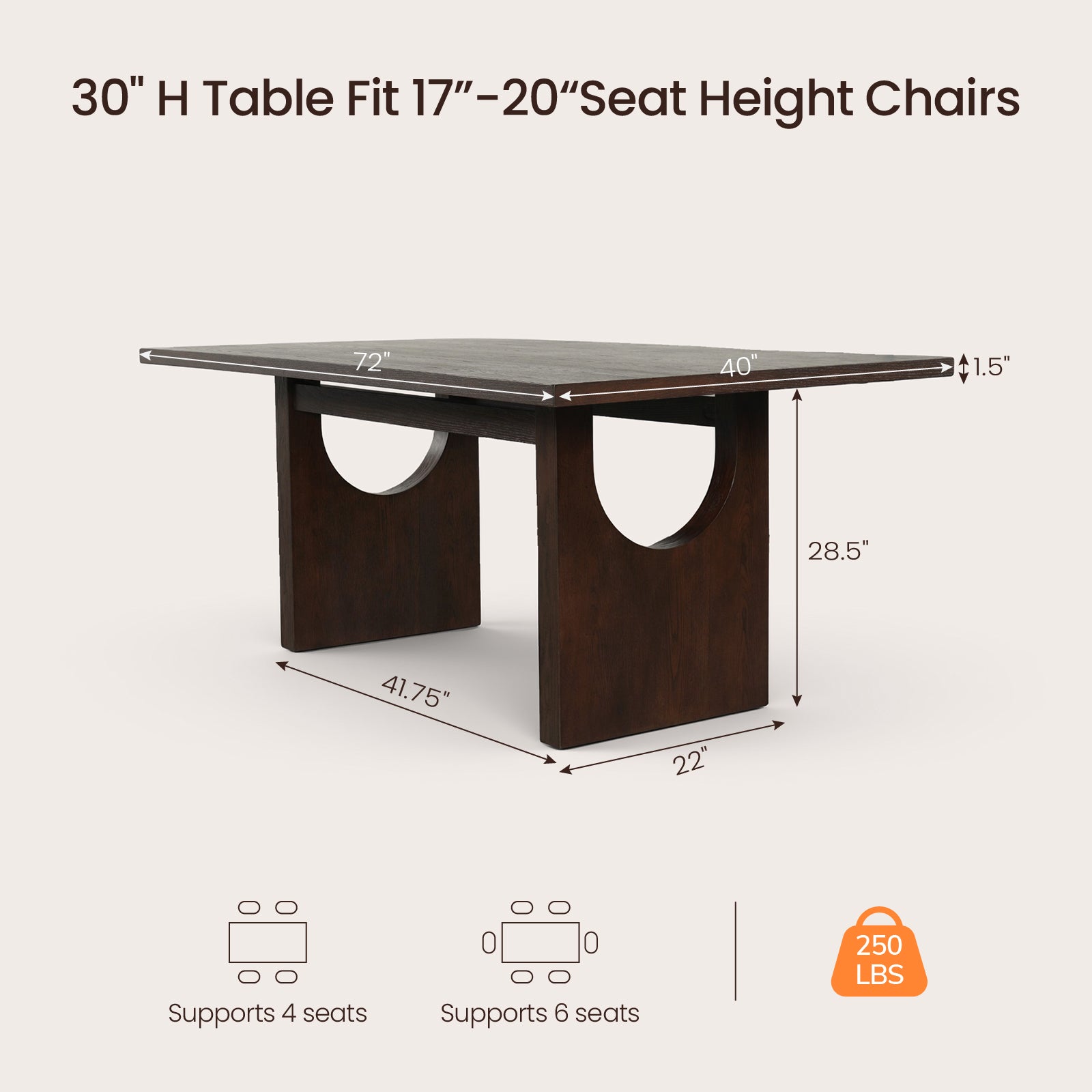 COLAMY HALO 72" Dining Table with HALO Prime Dining Chairs Set for 4-6