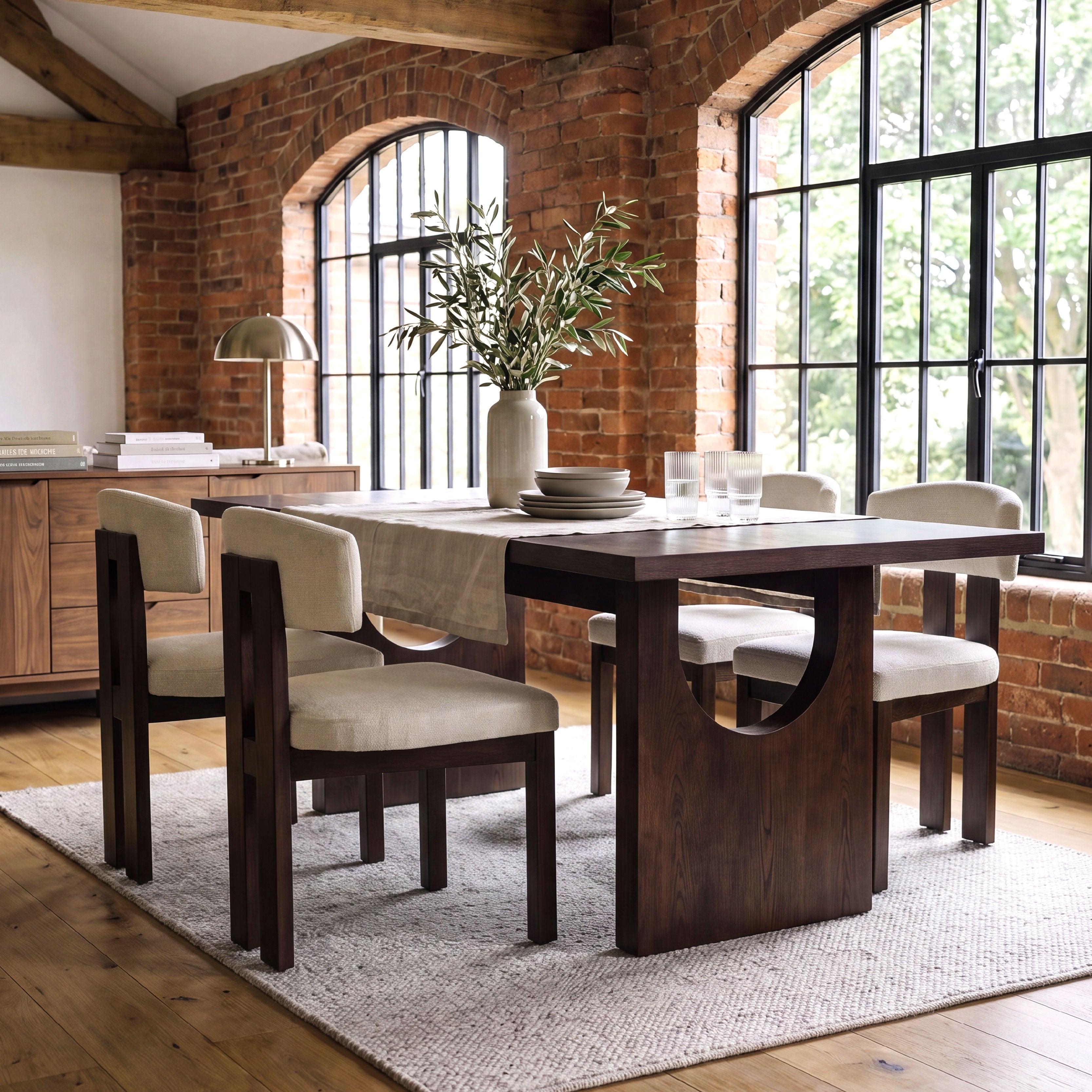 COLAMY HALO 72" Dining Table with HALO Wood Dining Chairs Set for 4-6