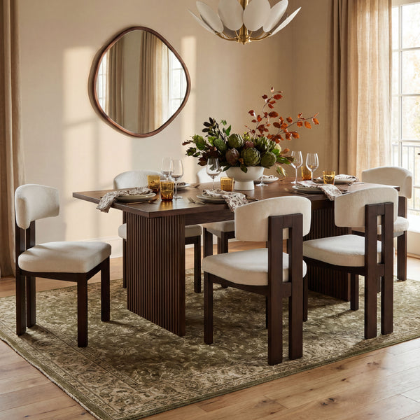COLAMY HALO 63" Dining Table with HALO Wood Dining Chairs Set for 4-6