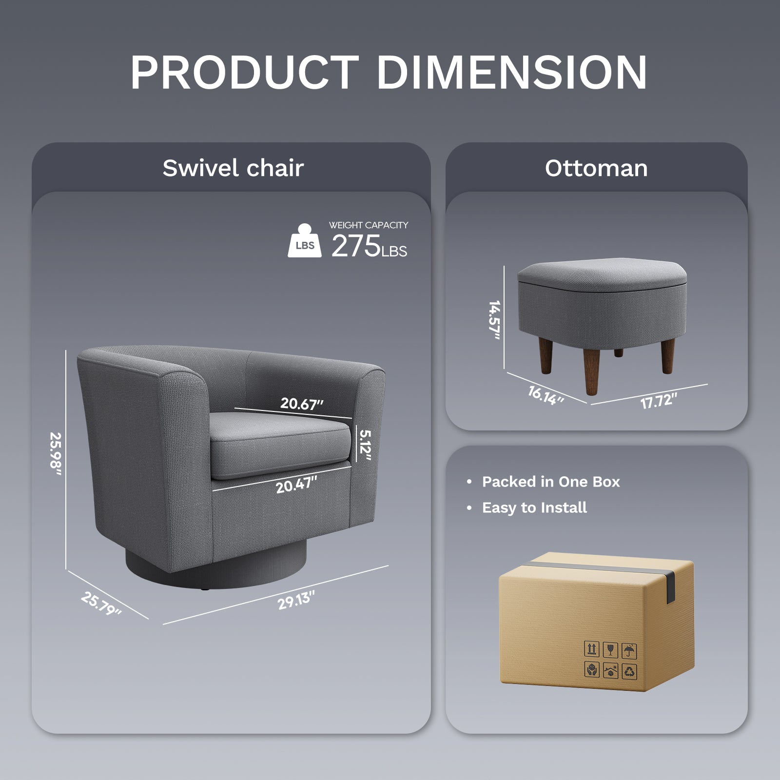 COLAMY Swiveling Accent Chair and Ottoman Set