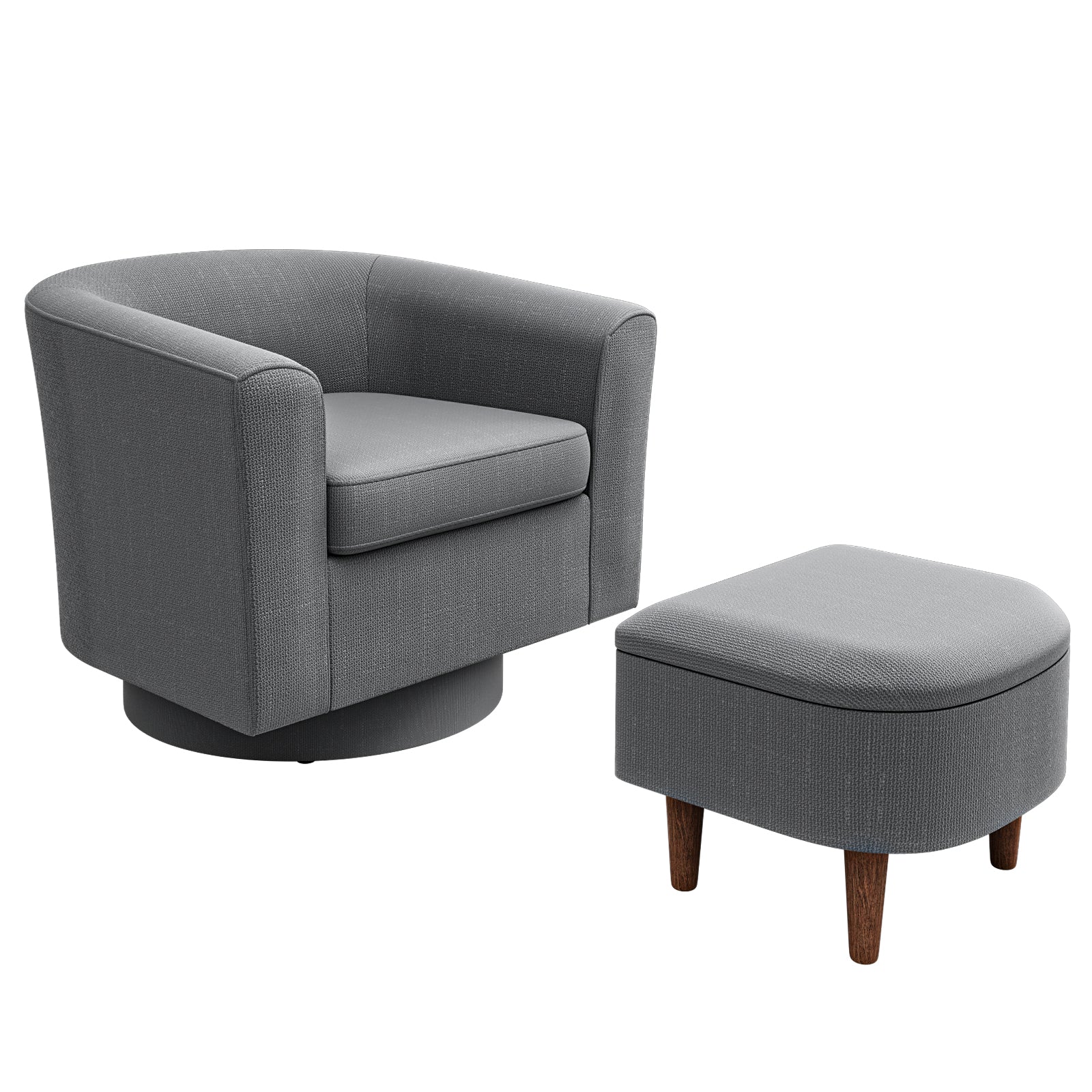 COLAMY Swiveling Accent Chair and Ottoman Set