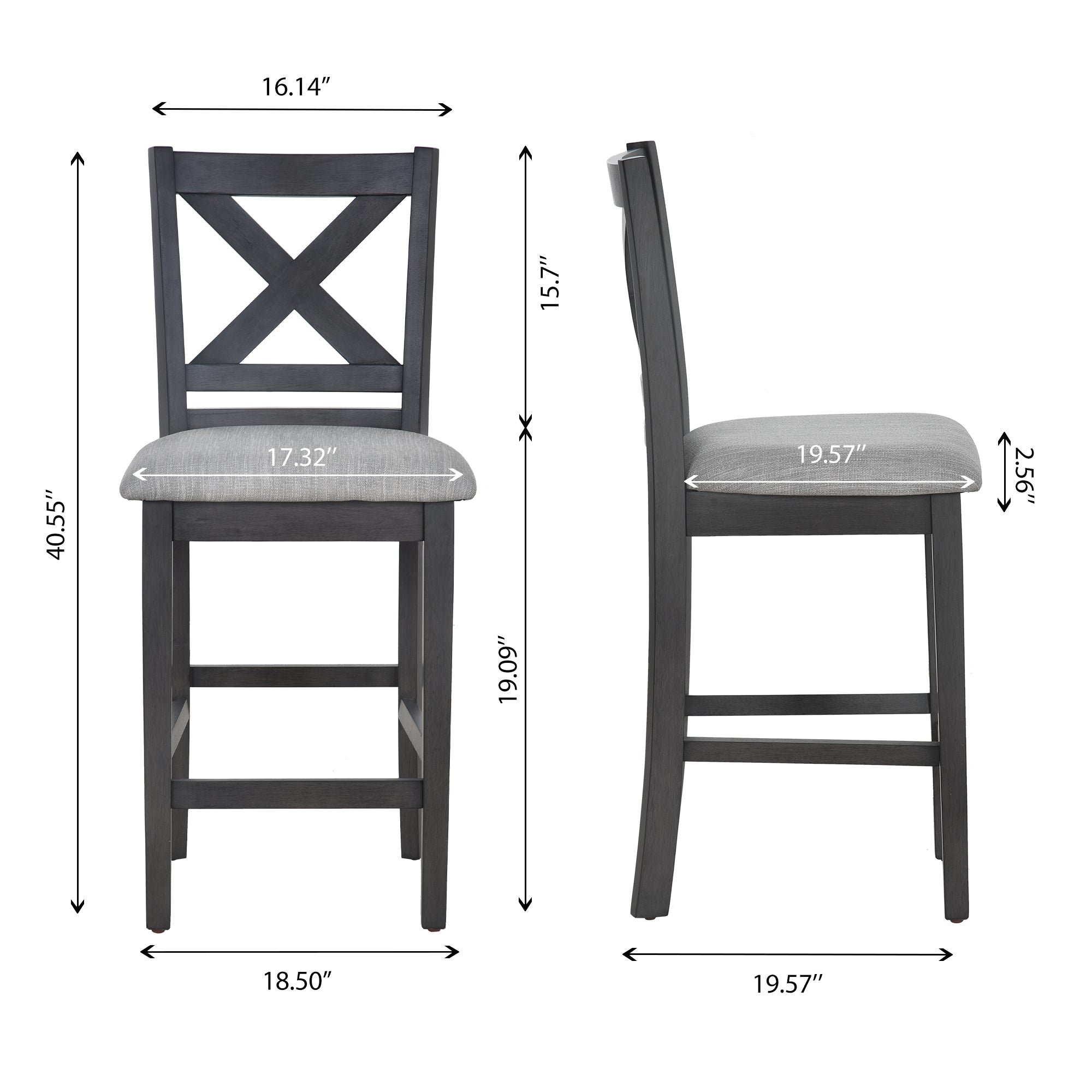 COLAMY Upholstered Lattice Back Bar Stool