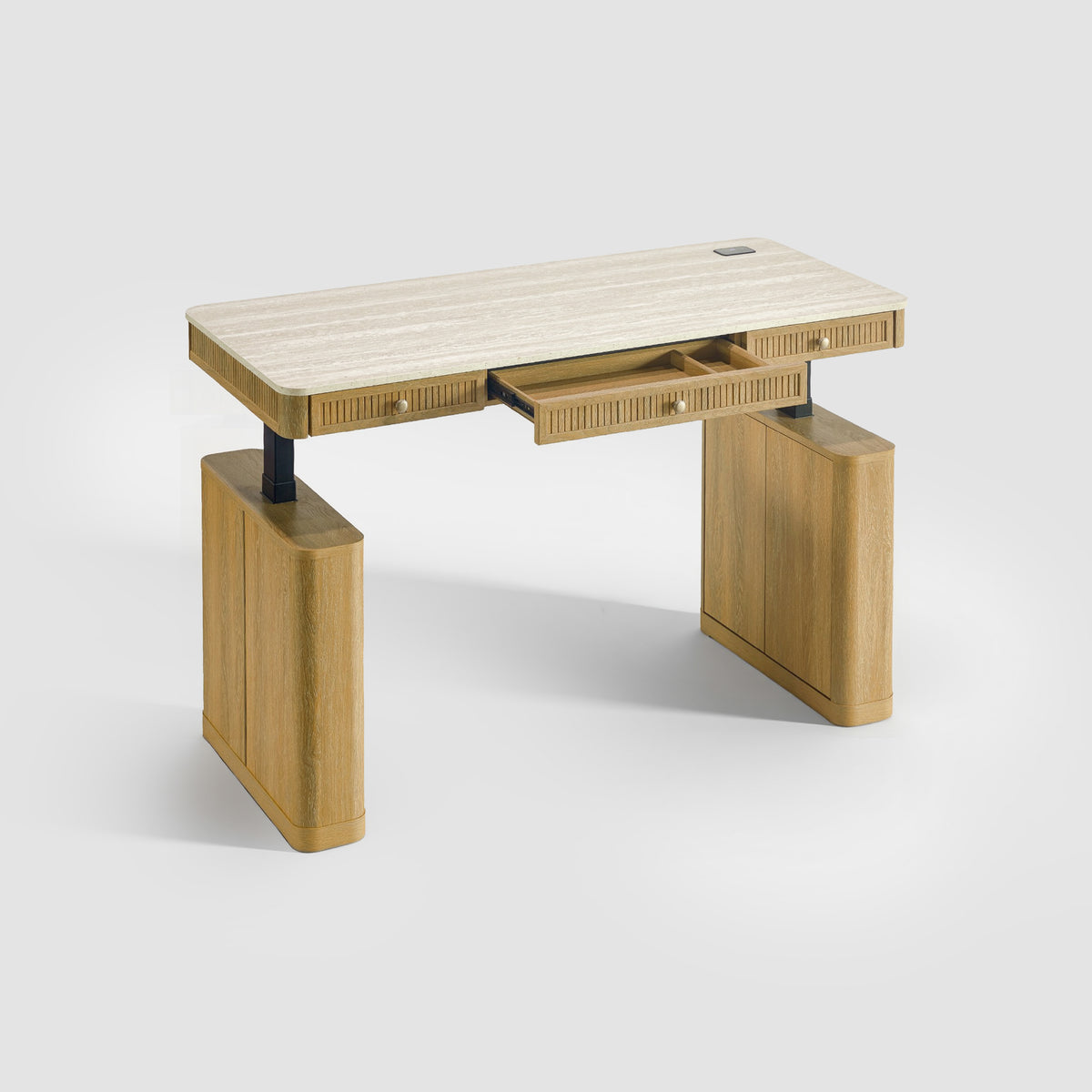 COLAMY VERSE Modern Fluted Electric Adjustable Standing Desk with Storage