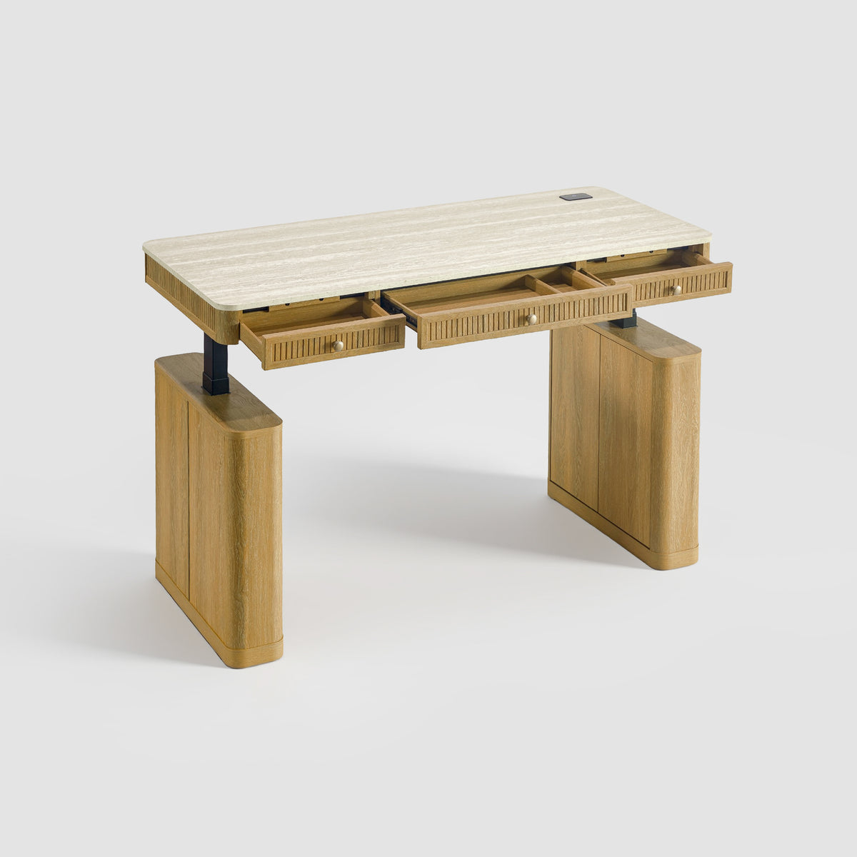 COLAMY VERSE Modern Fluted Electric Adjustable Standing Desk with Storage