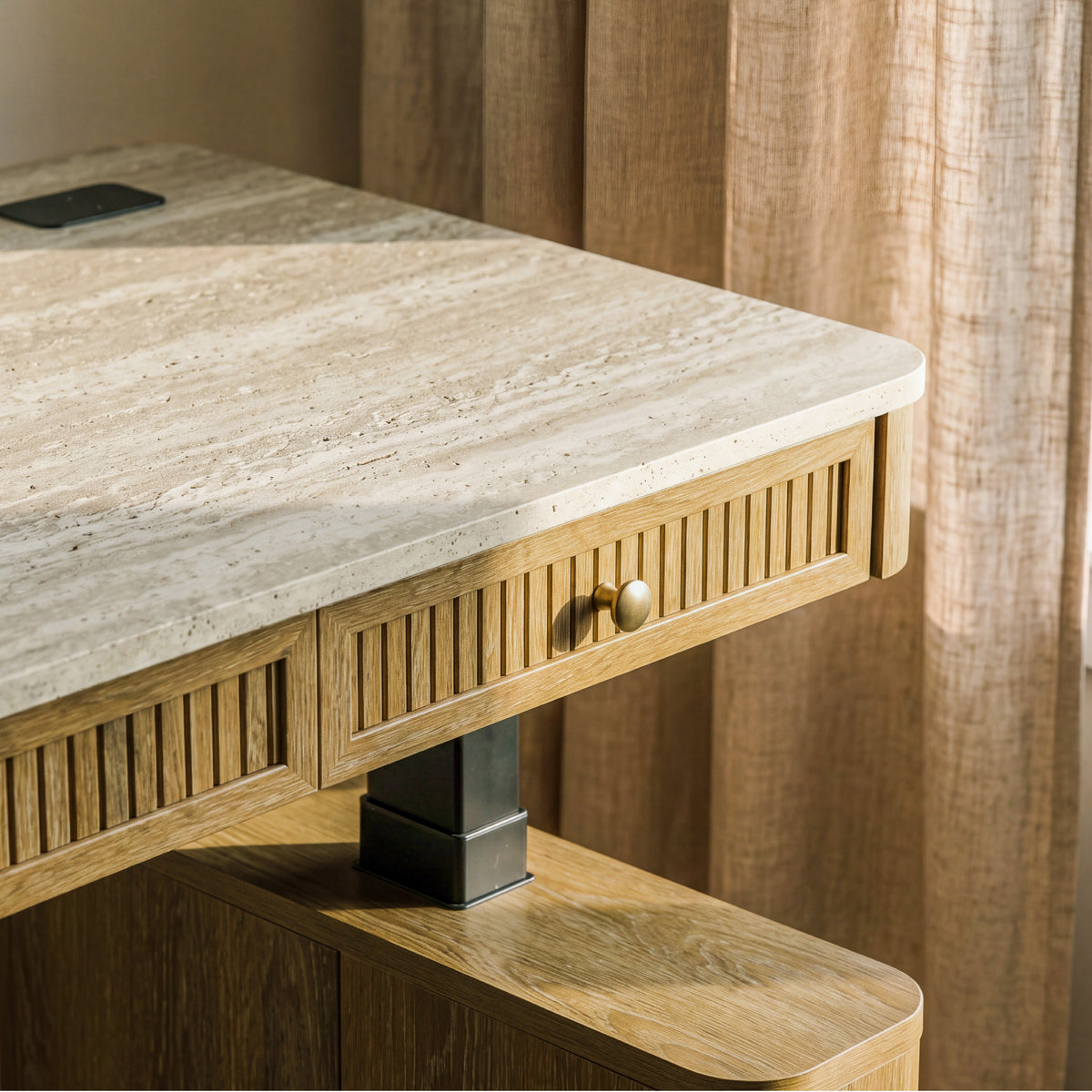 COLAMY VERSE Modern Fluted Electric Adjustable Standing Desk with Storage