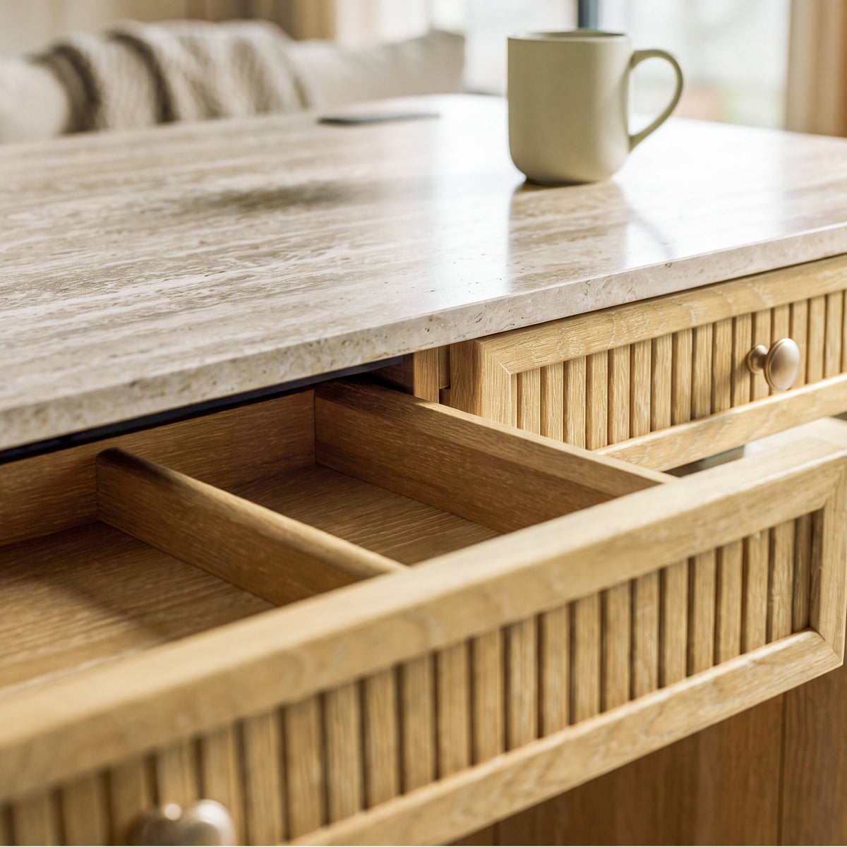 COLAMY VERSE Modern Fluted Electric Adjustable Standing Desk with Storage
