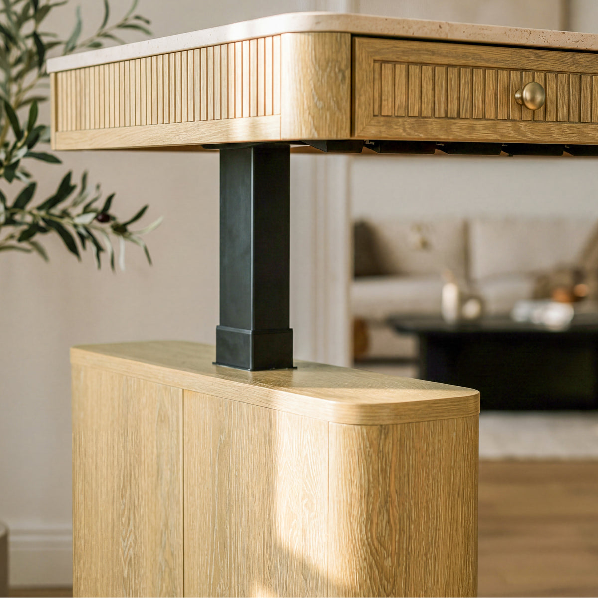 COLAMY VERSE Modern Fluted Electric Adjustable Standing Desk with Storage