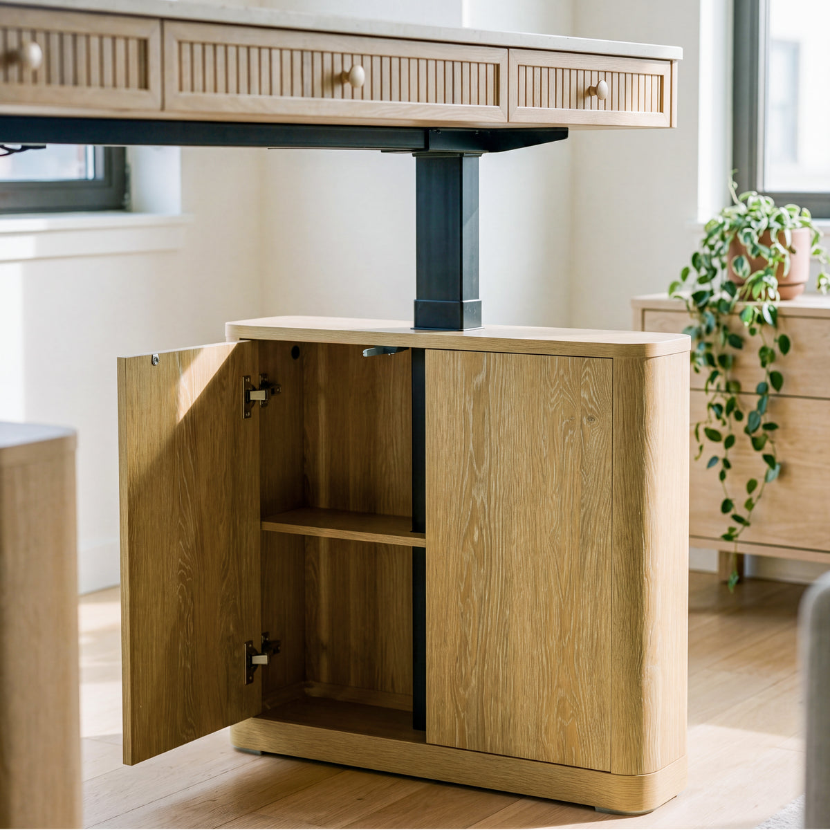 COLAMY VERSE Modern Fluted Electric Adjustable Standing Desk with Storage