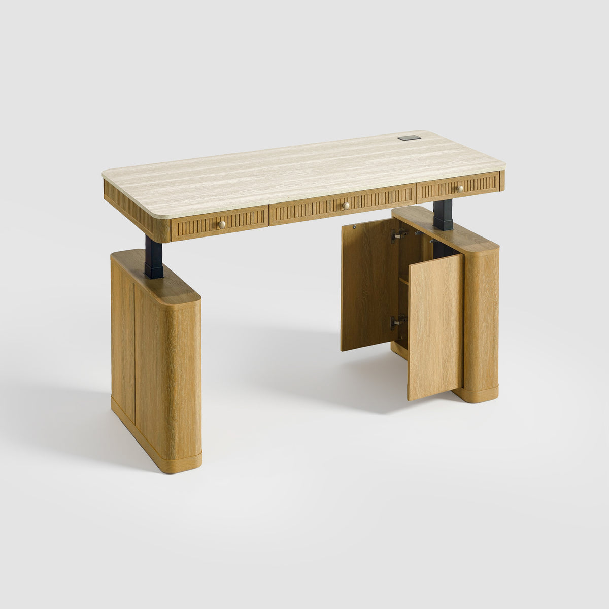 COLAMY VERSE Modern Fluted Electric Adjustable Standing Desk with Storage