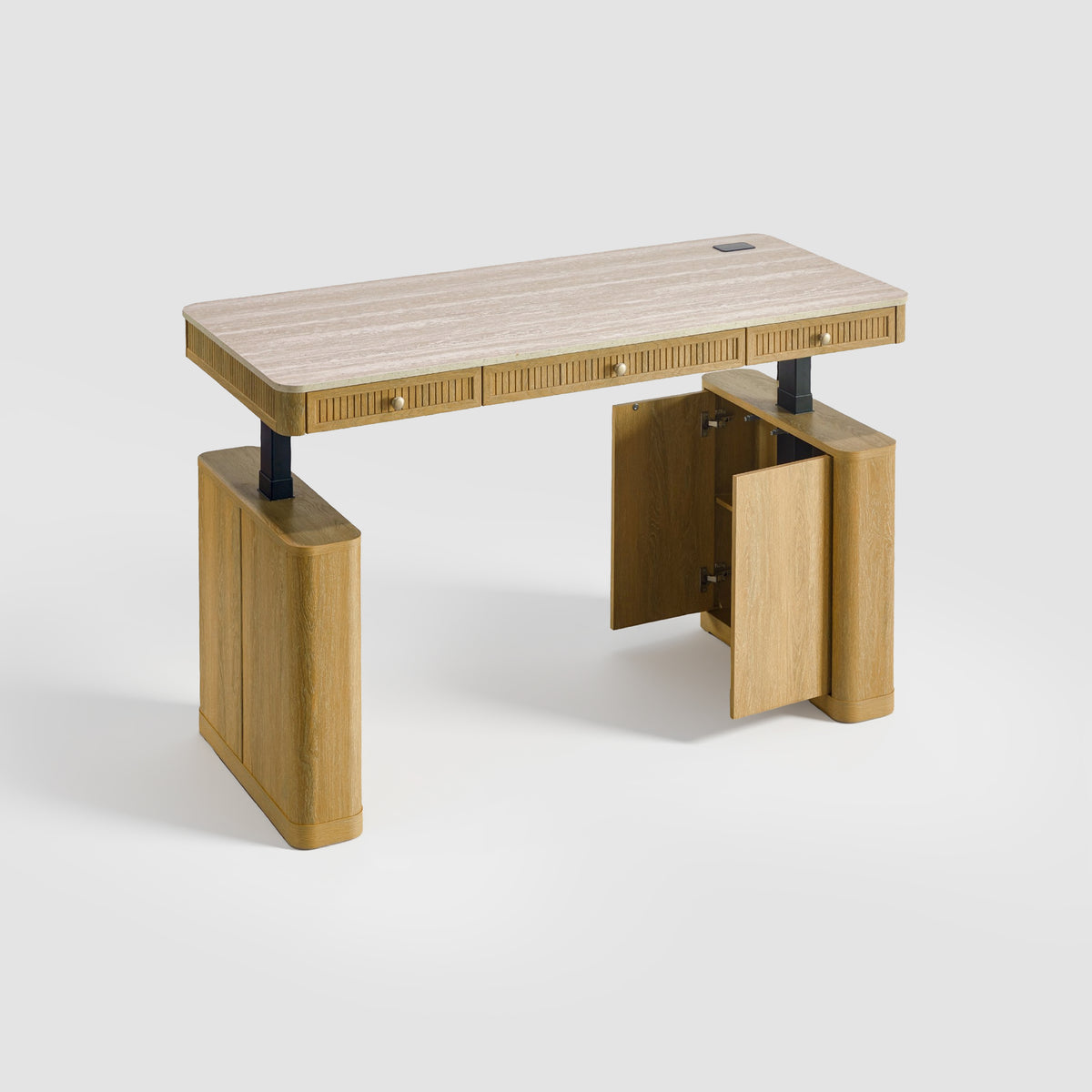 COLAMY VERSE Modern Fluted Electric Adjustable Standing Desk with Storage