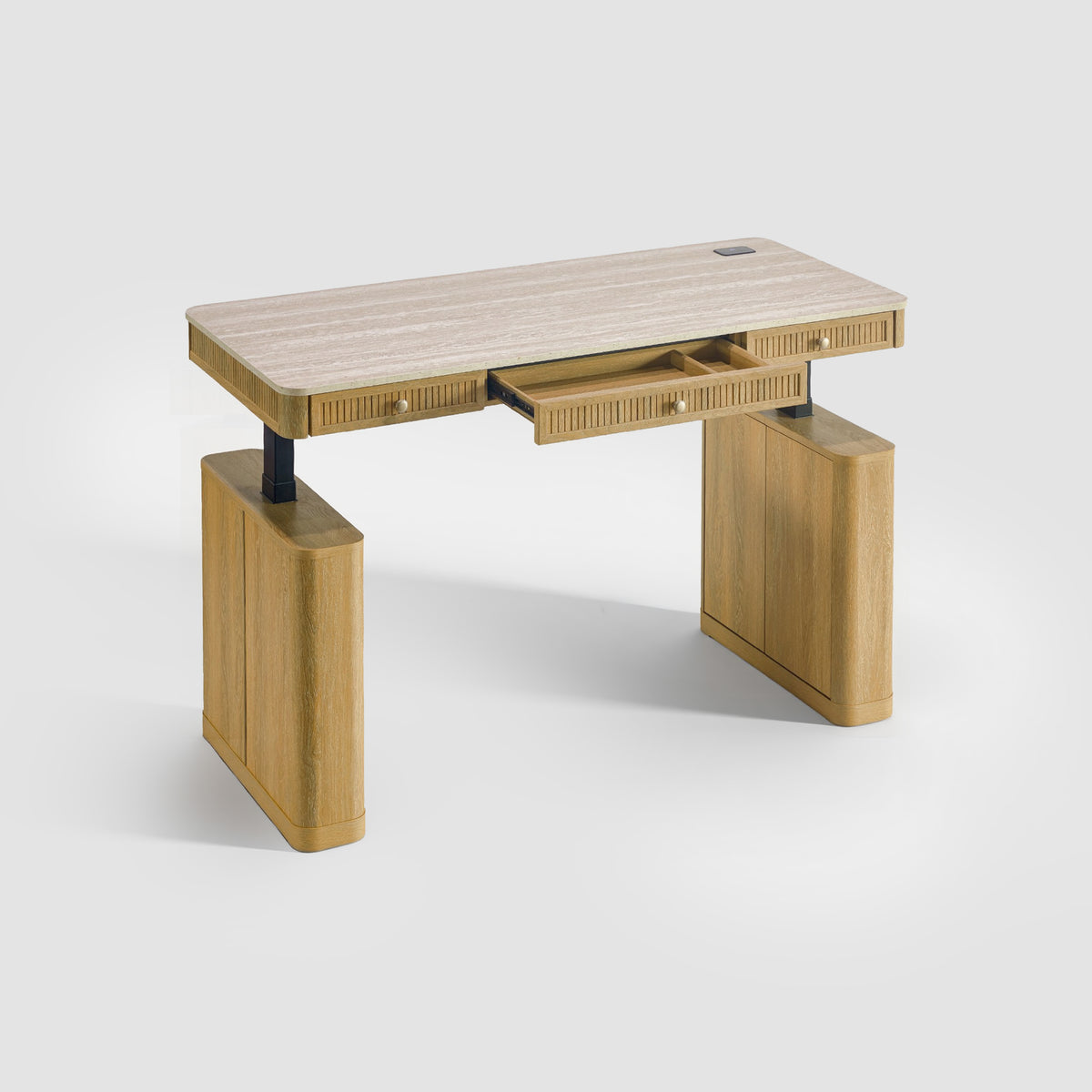 COLAMY VERSE Modern Fluted Electric Adjustable Standing Desk with Storage
