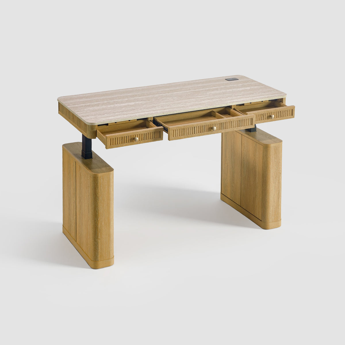 COLAMY VERSE Modern Fluted Electric Adjustable Standing Desk with Storage