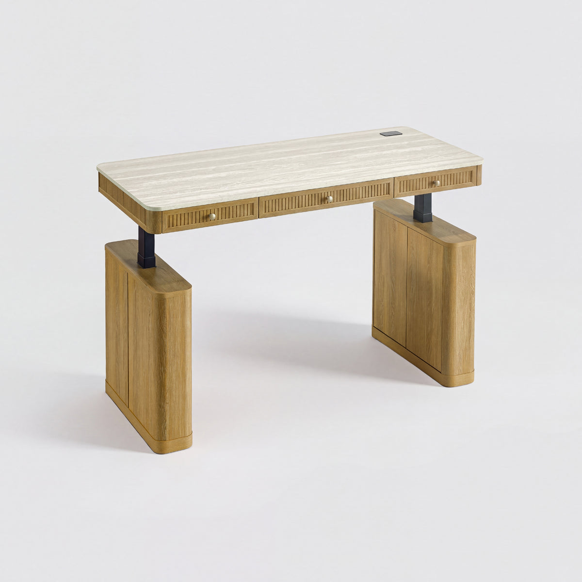 COLAMY VERSE Modern Fluted Electric Adjustable Standing Desk with Storage