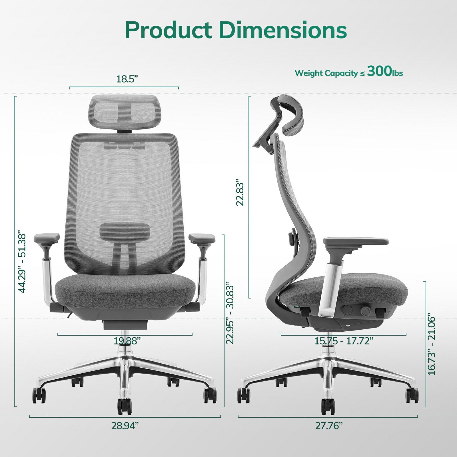 COLAMY ATLAS Ergonomic Mesh Office Chair Cap.300lbs