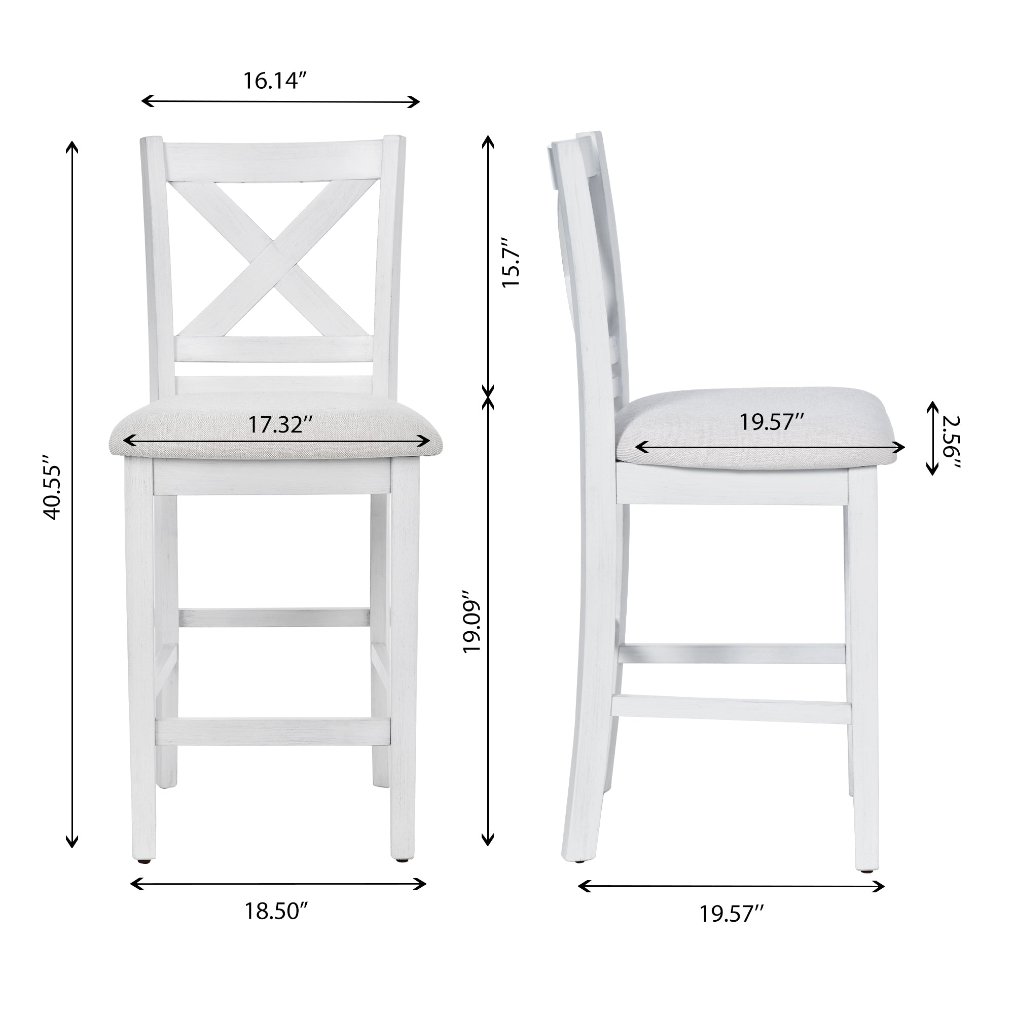 COLAMY Upholstered Lattice Back Bar Stool