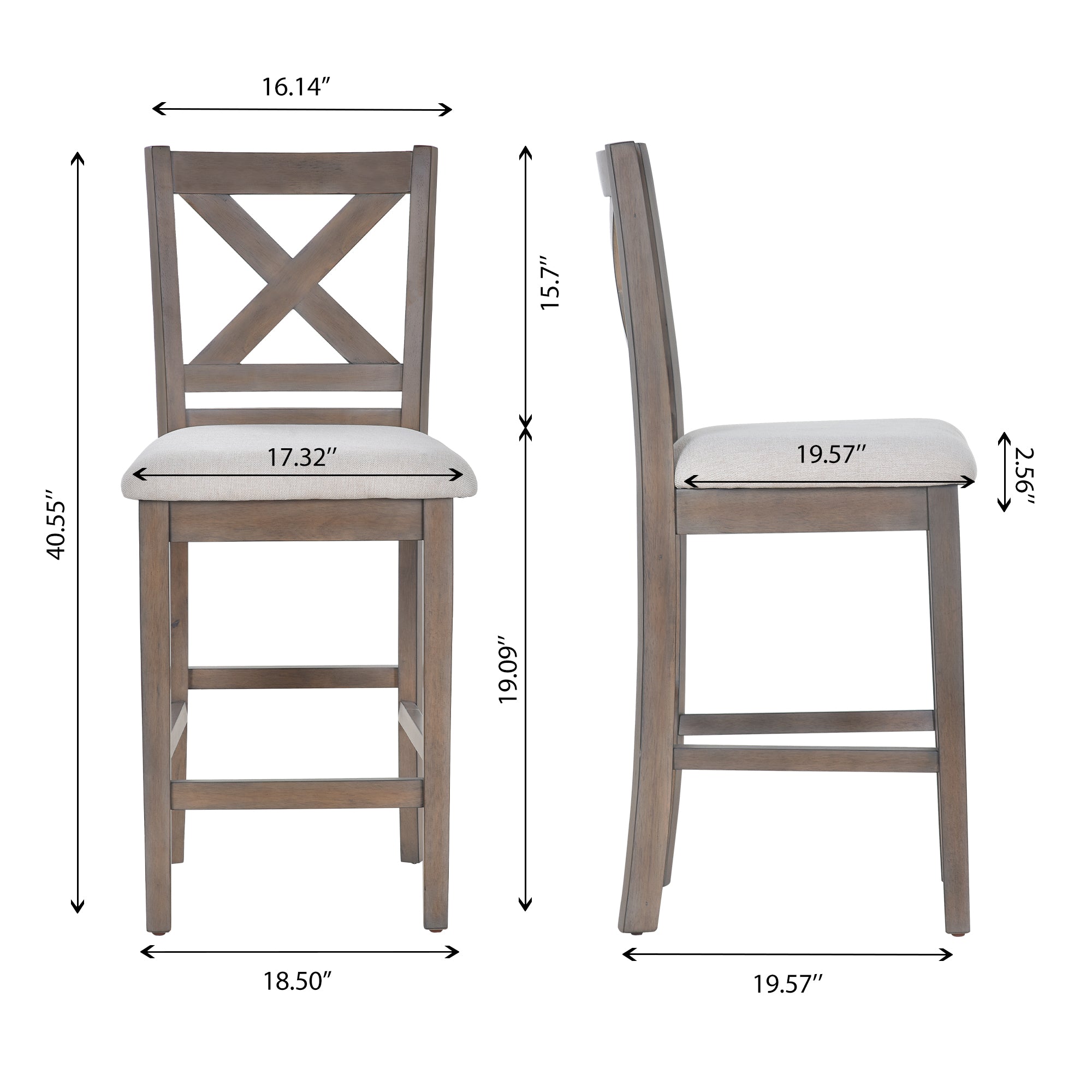 COLAMY Upholstered Lattice Back Bar Stool