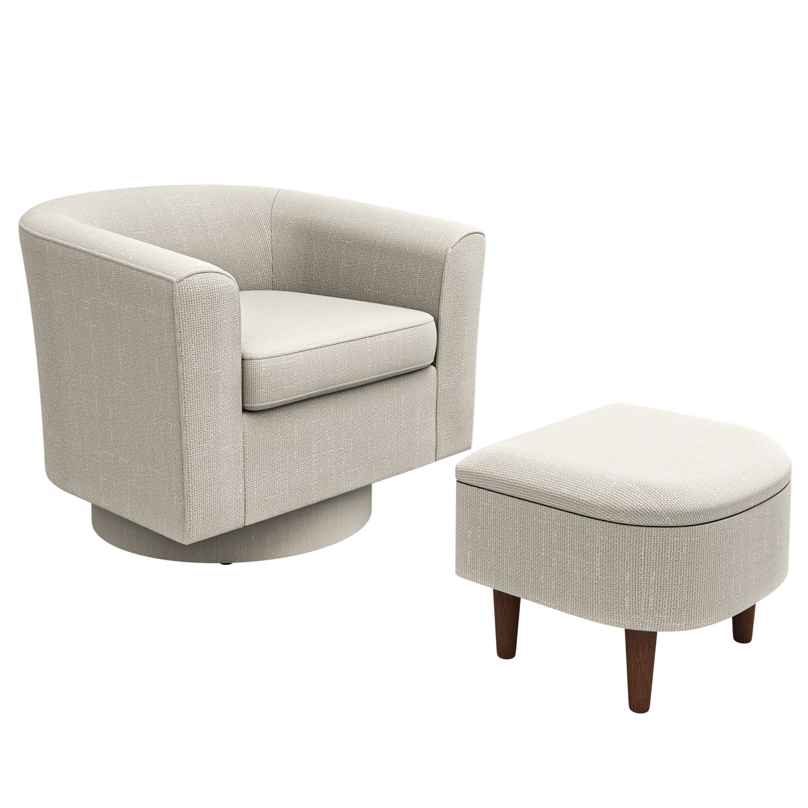 COLAMY Swiveling Accent Chair and Ottoman Set