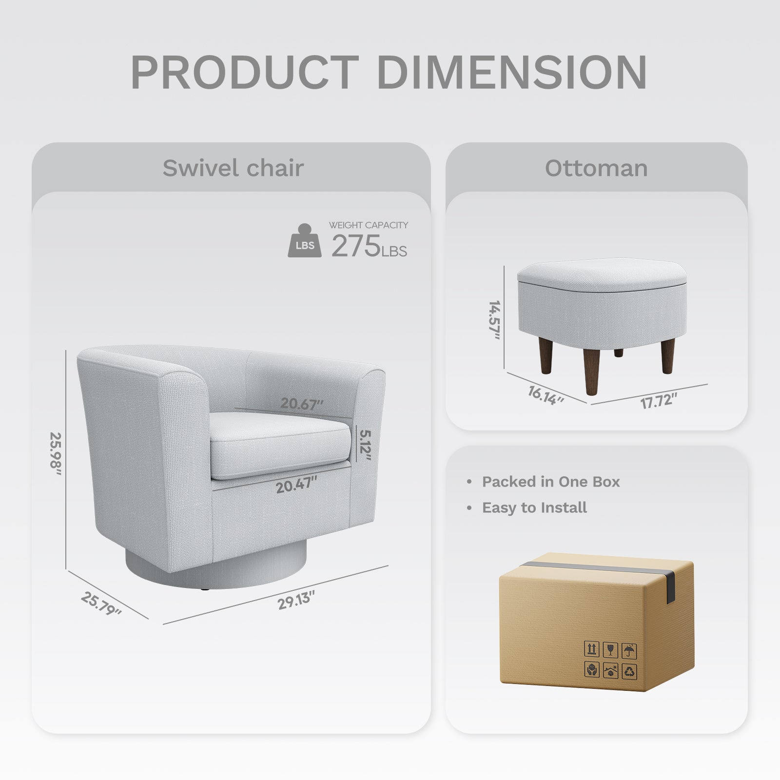 COLAMY Swiveling Accent Chair and Ottoman Set