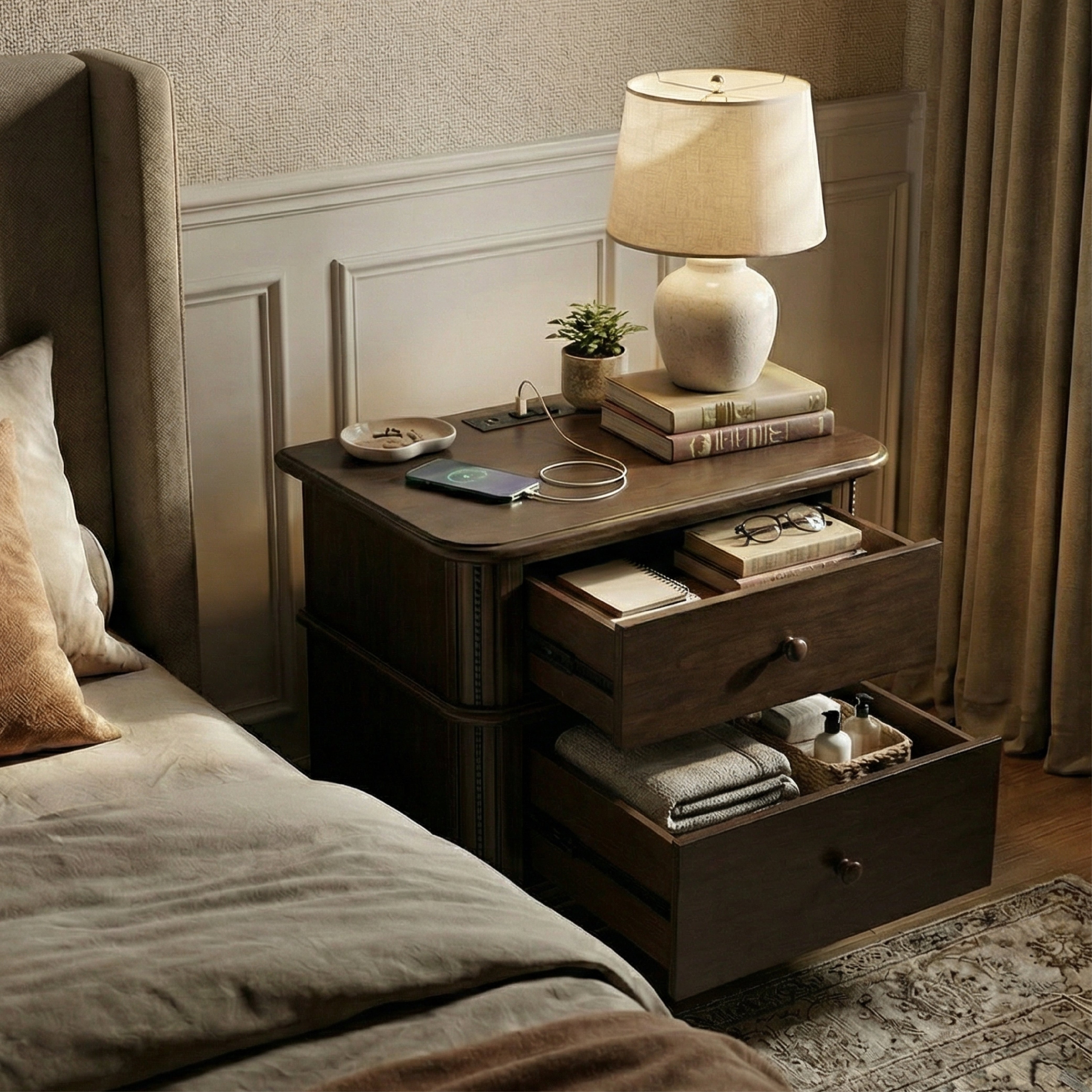 COLAMY ROWAN 2-Drawer Nightstand