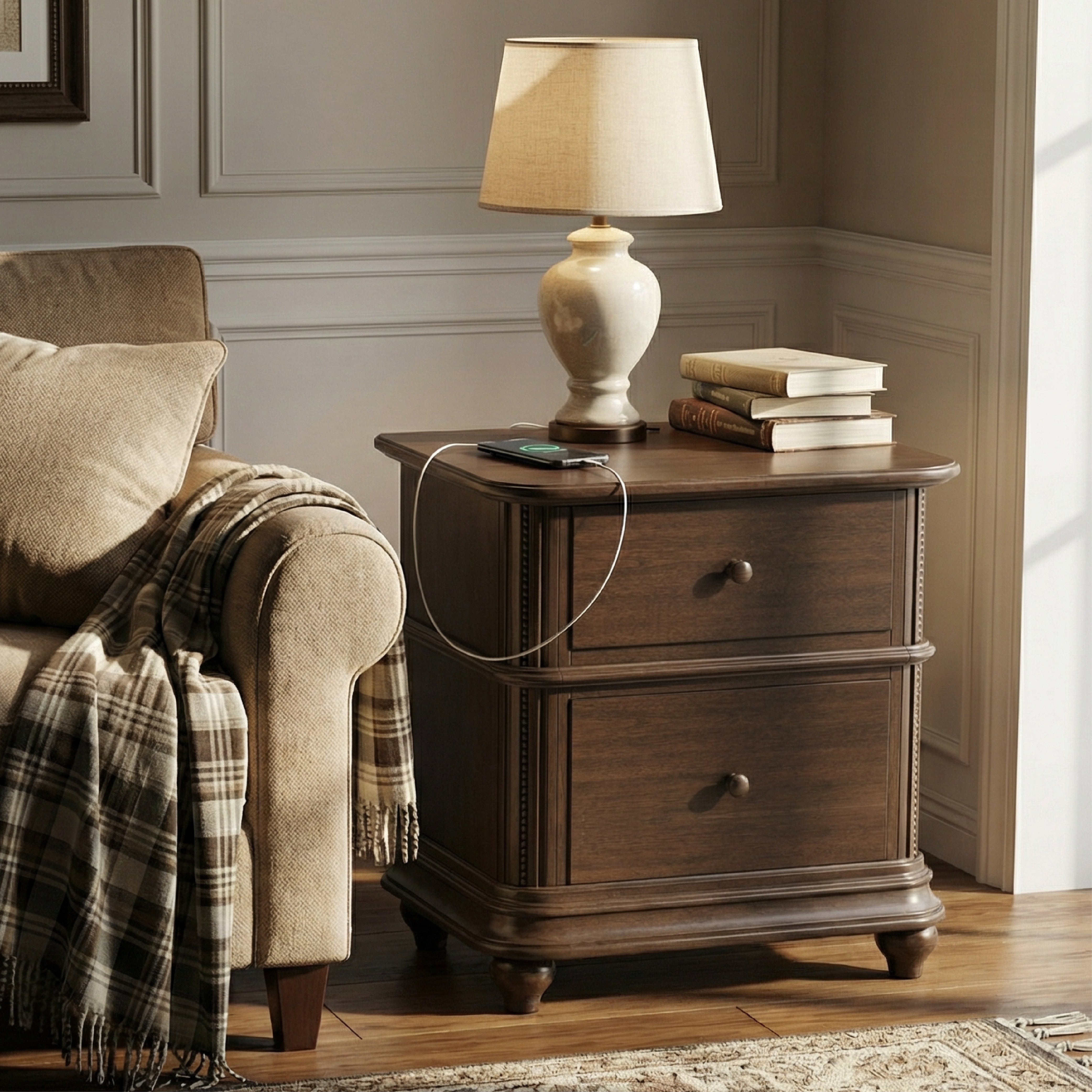 COLAMY ROWAN 2-Drawer Nightstand