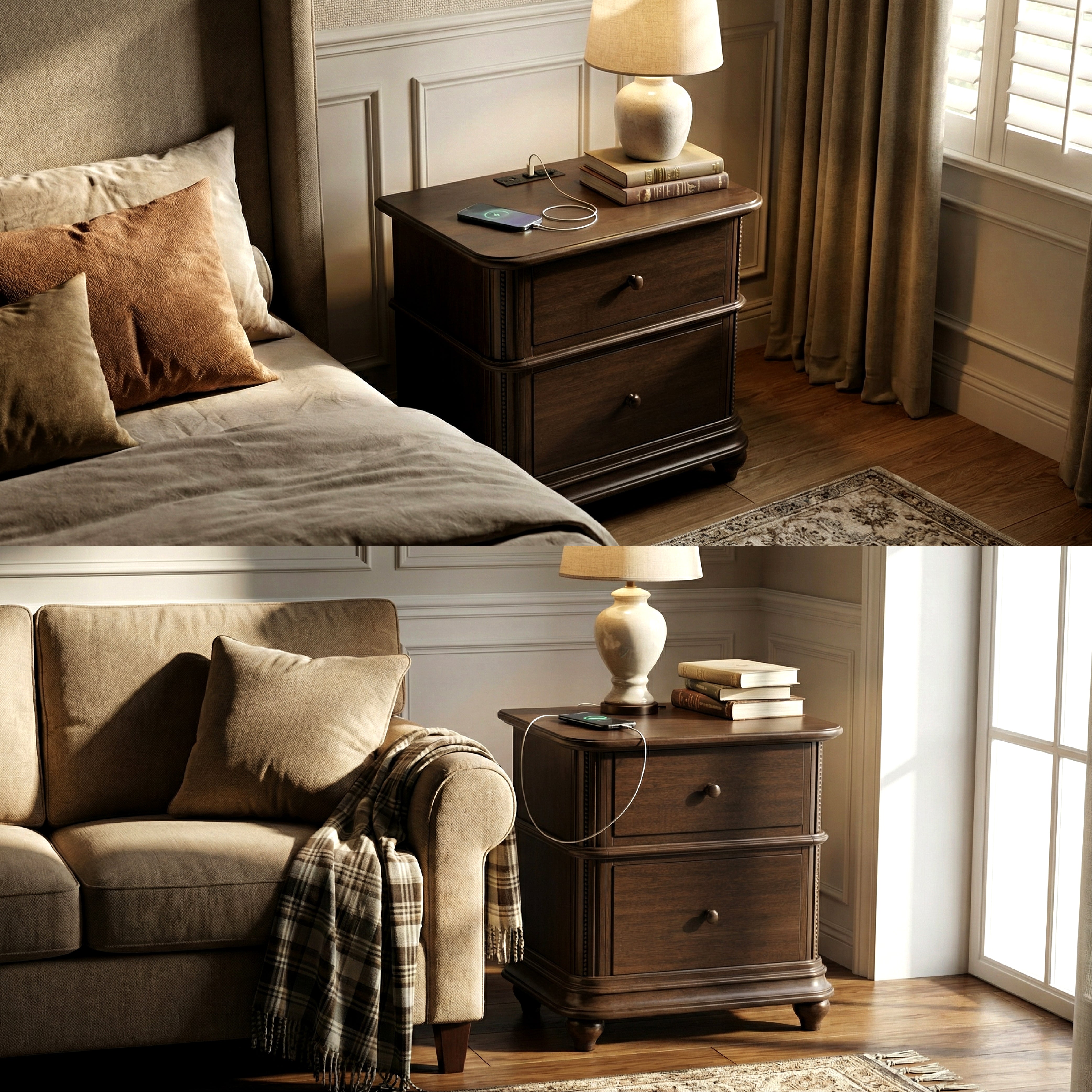COLAMY ROWAN 2-Drawer Nightstand