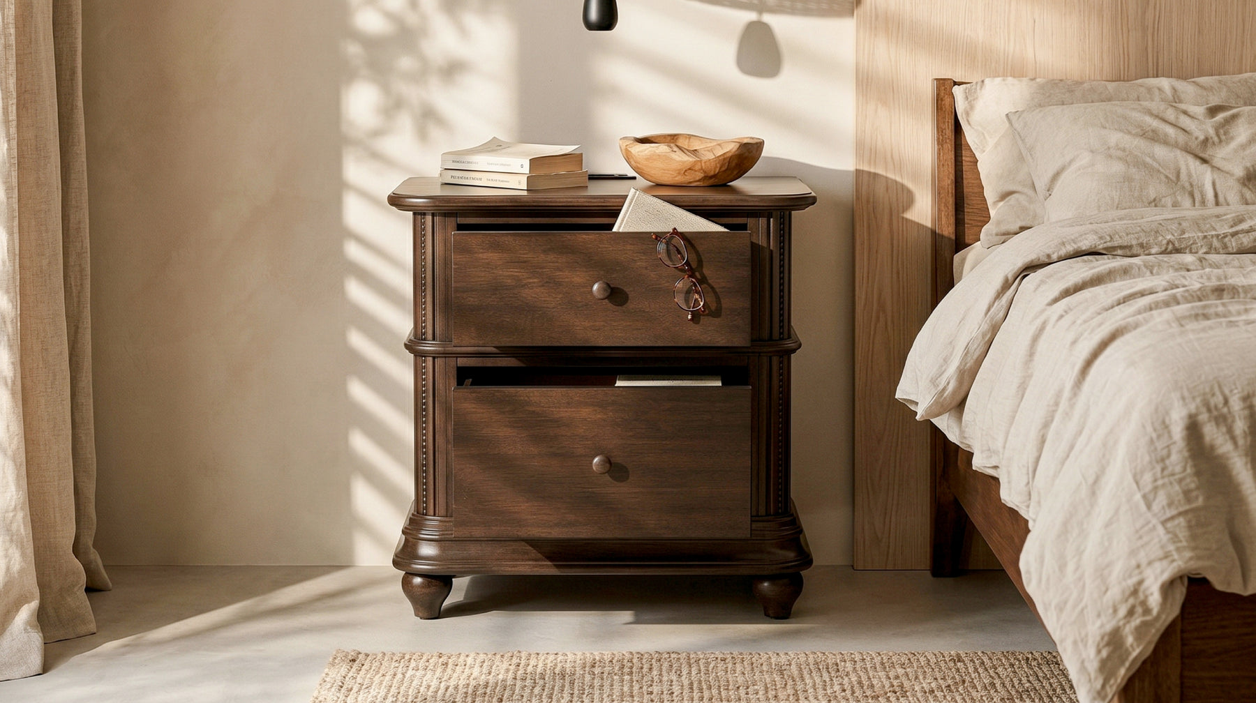 COLAMY ROWAN 2-Drawer Nightstand