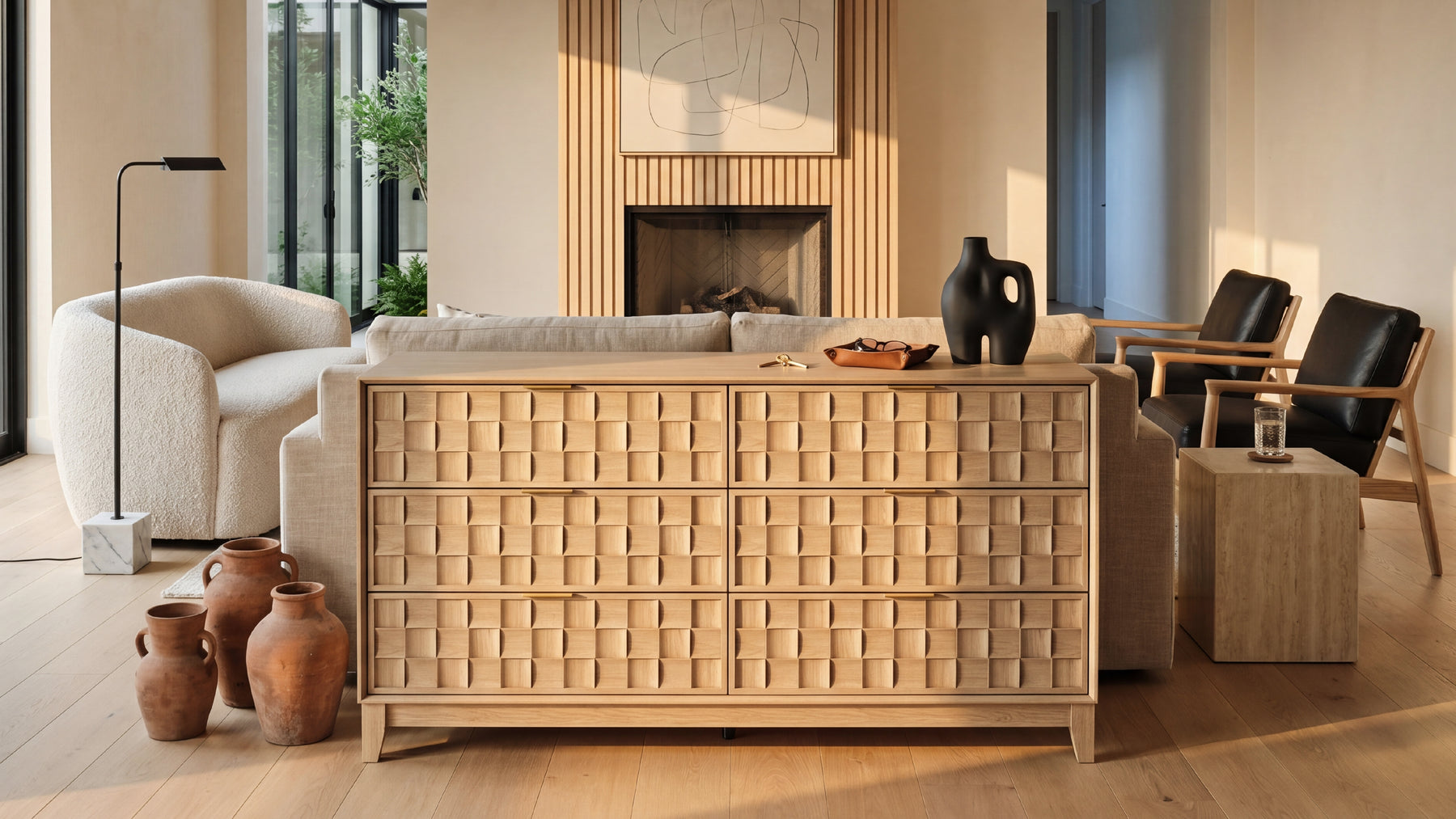 COLAMY PIXEL Fluted 6-Drawer Storage Cabinet