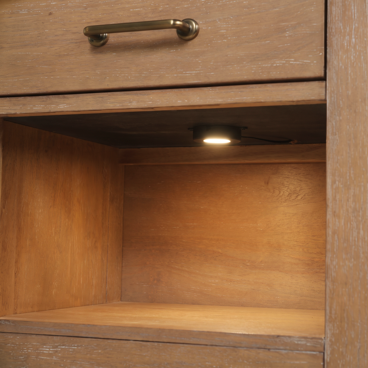COLAMY HUSH Natural Oak Charging Nightstand with USB-C
