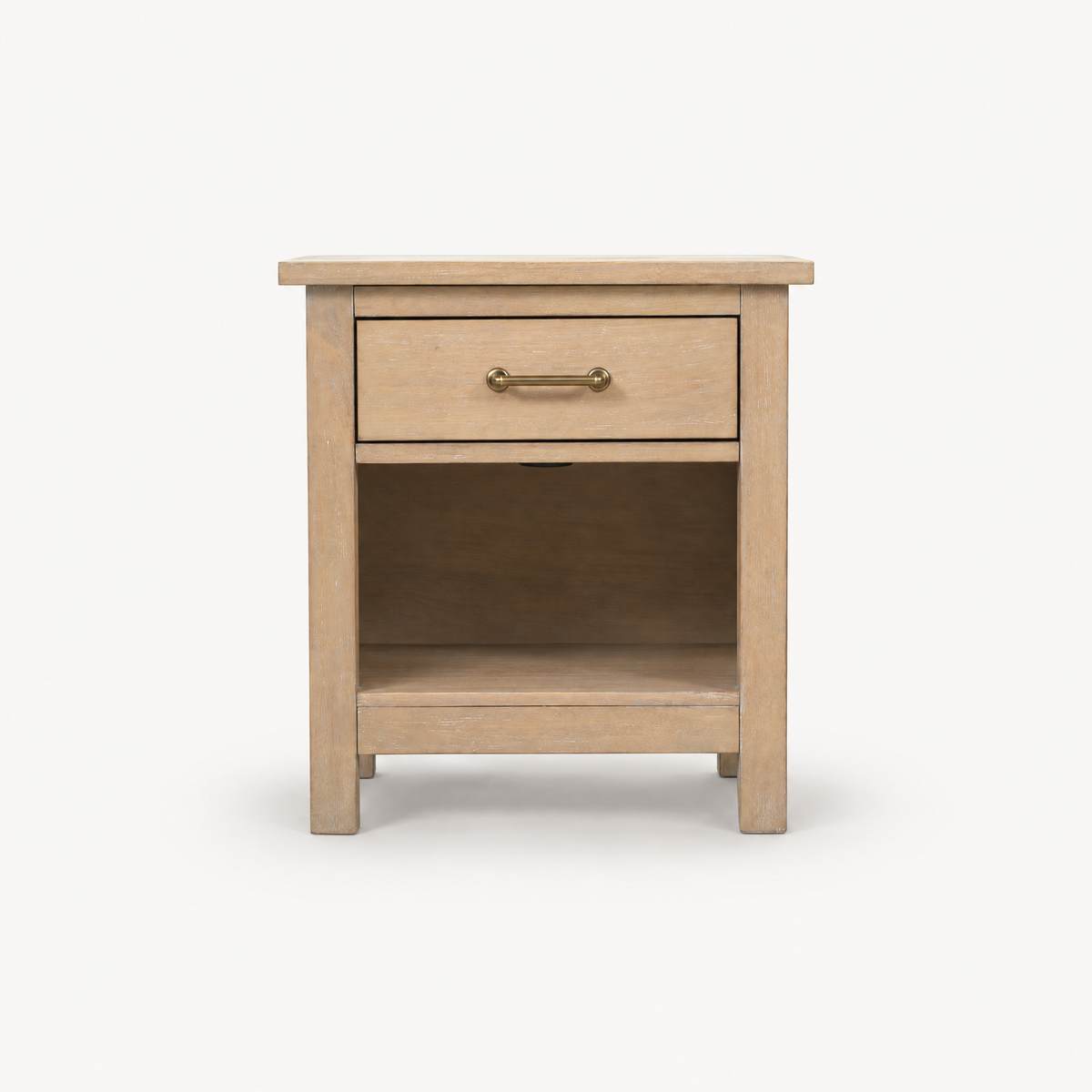 COLAMY HUSH Natural Oak Charging Nightstand with USB-C