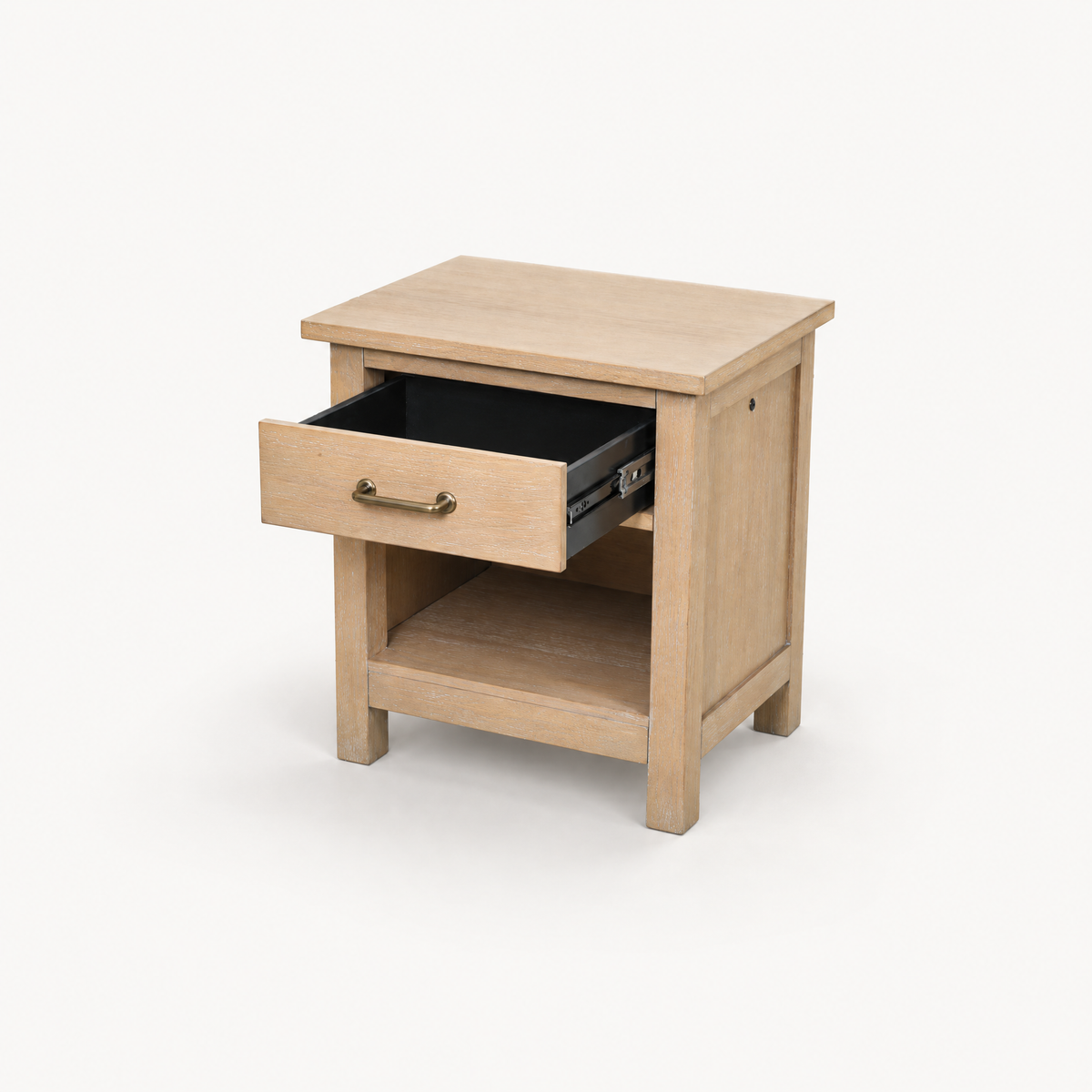 COLAMY HUSH Natural Oak Charging Nightstand with USB-C