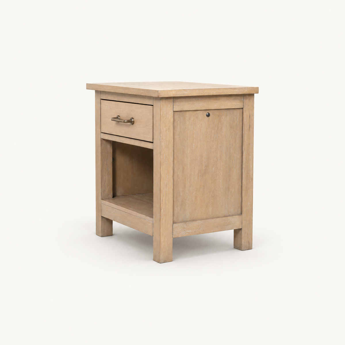 COLAMY HUSH Natural Oak Charging Nightstand with USB-C