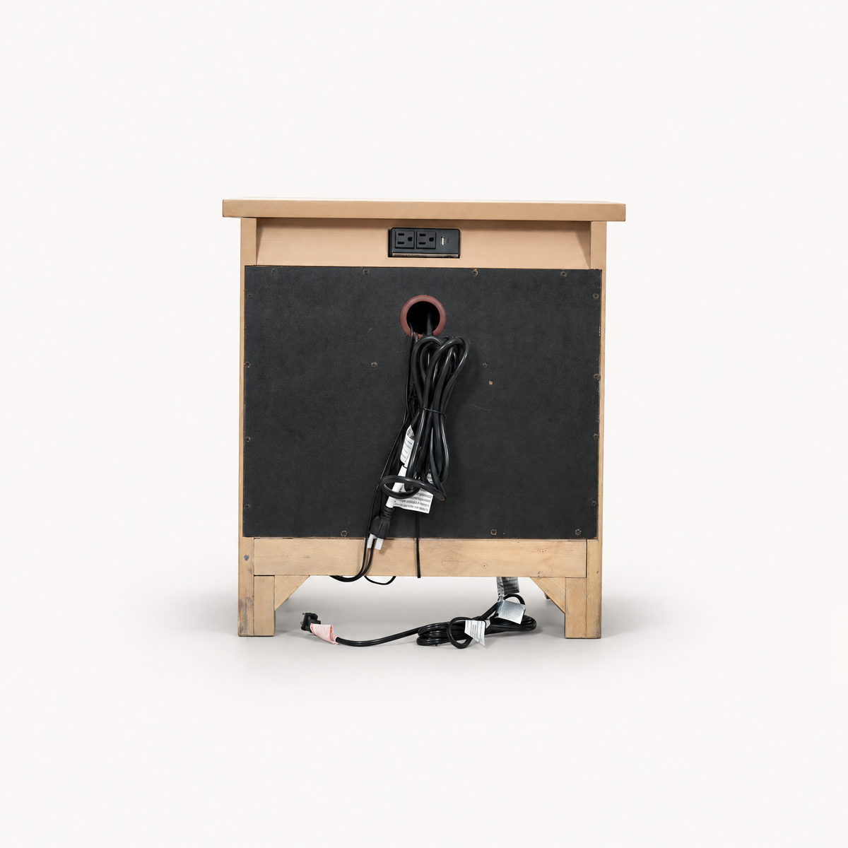 COLAMY HUSH Natural Oak Charging Nightstand with USB-C