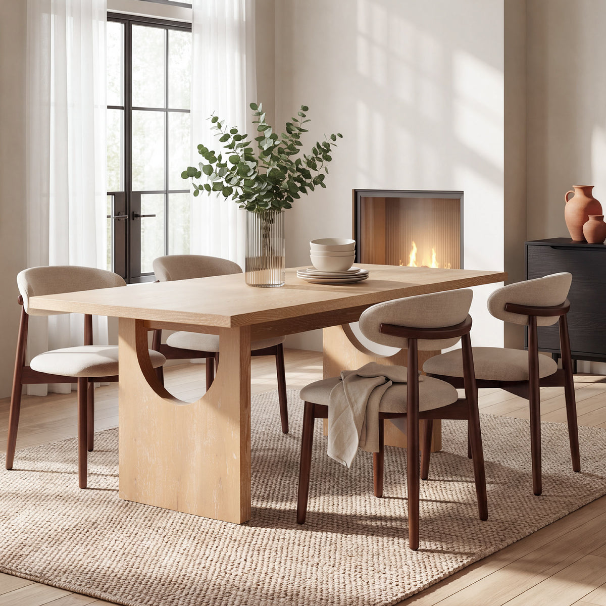 COLAMY HALO 72" Dining Table with NOYA Dining Chairs Set for 4-6