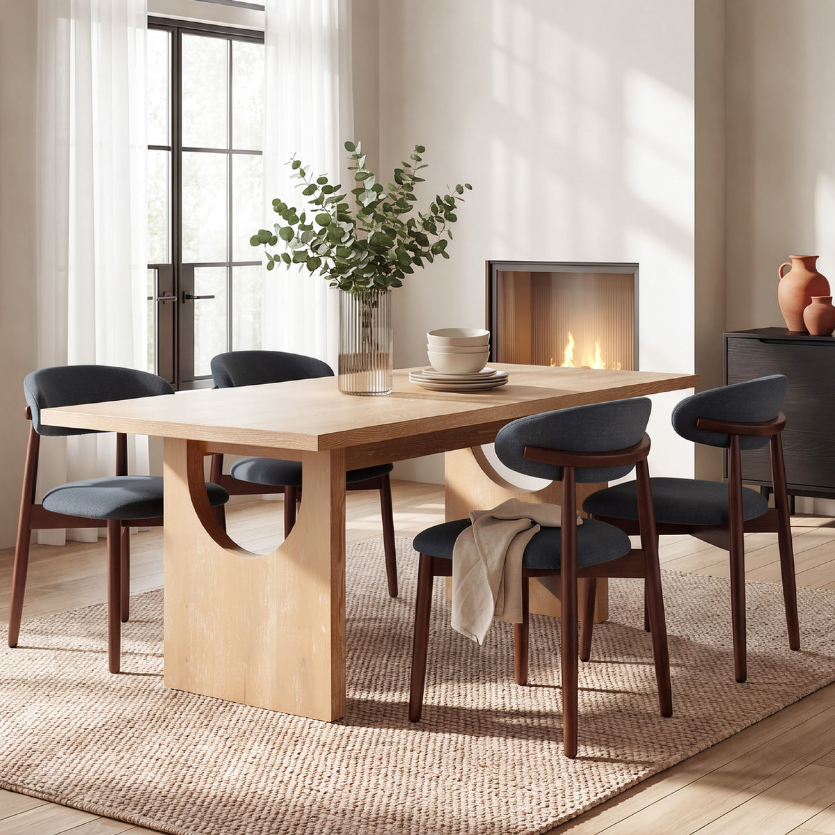 COLAMY HALO 72" Dining Table with NOYA Dining Chairs Set for 4-6