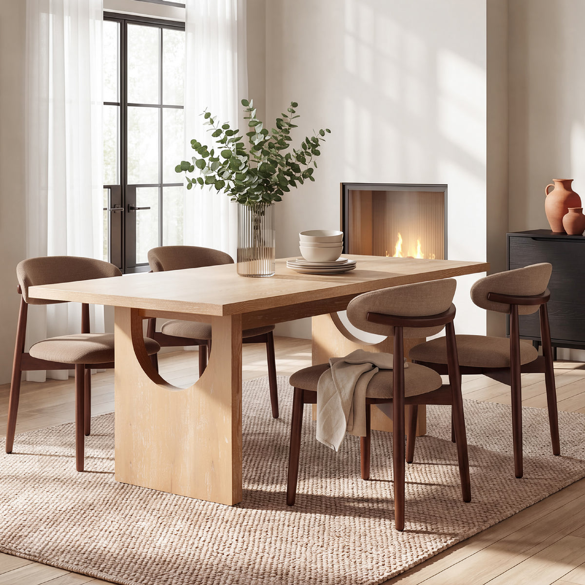 COLAMY HALO 72" Dining Table with NOYA Dining Chairs Set for 4-6